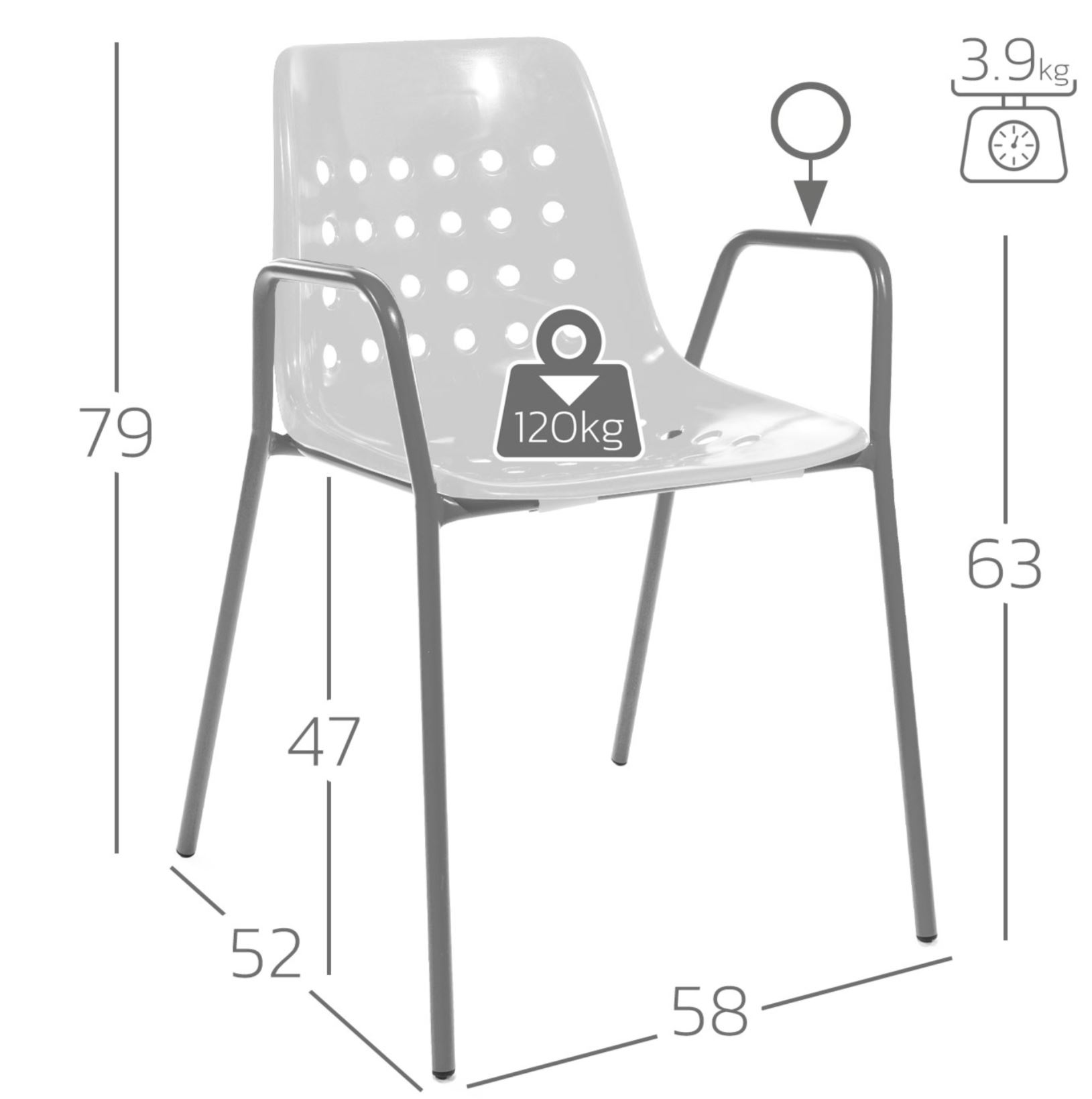 Gartenstuhl Bermuda mit Armlehne Rundrohr Schaffner / Farbe: Rot
