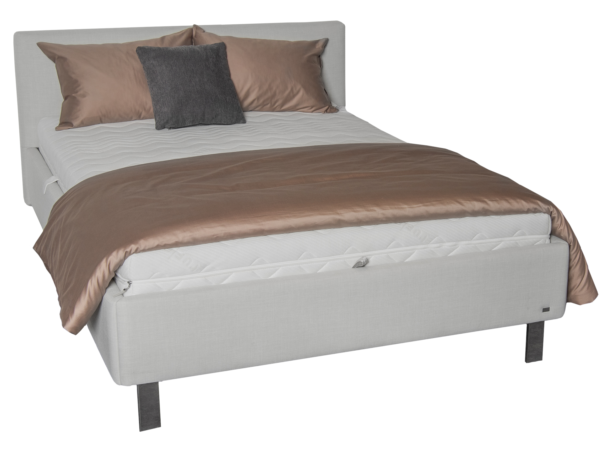 Cerata upholstered bed, fabric white-cream, lifting aid,