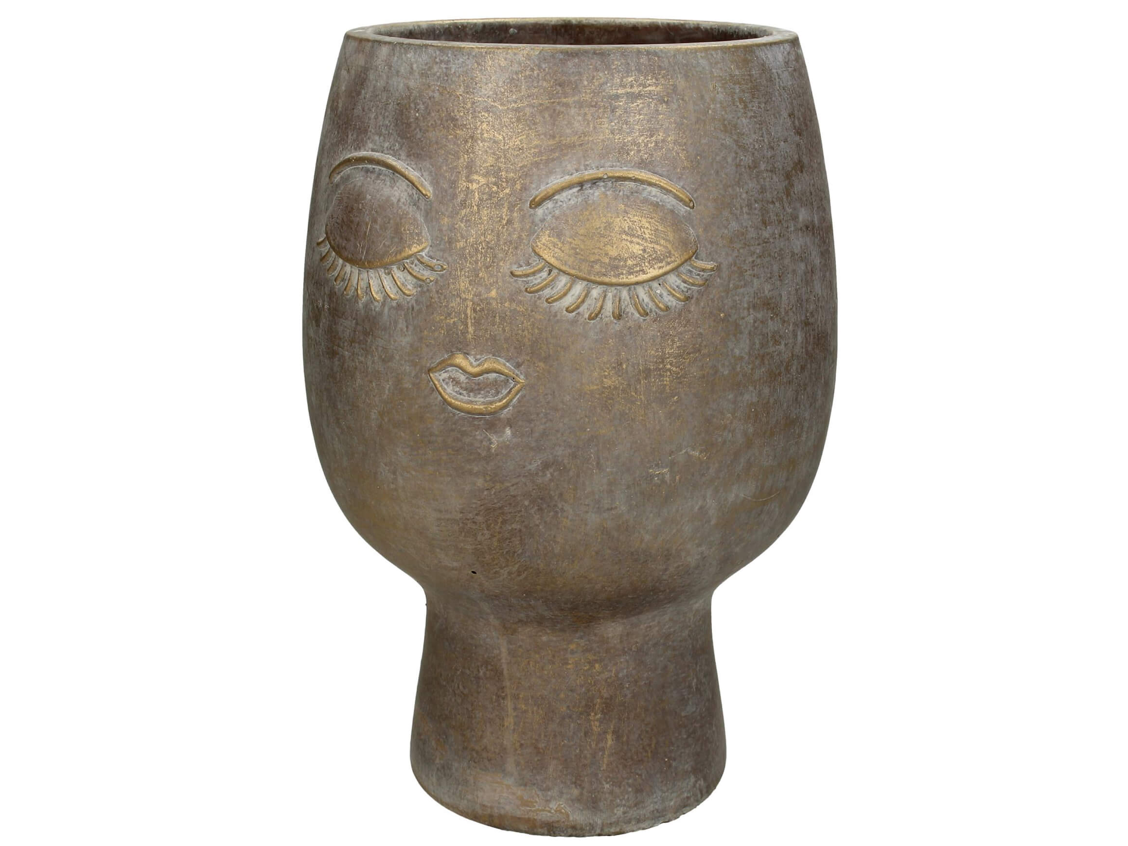 Gefäss Gesicht Beton H: 25 cm Kersten / Farbe: Gold Grau