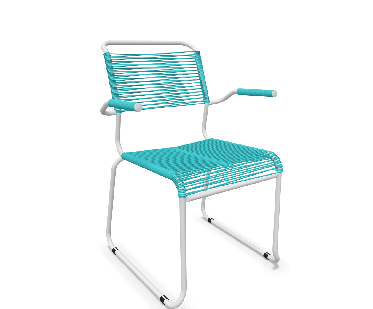 Kufen-Spaghetti-Stuhl Säntis mit Lehne von Schaffner / Farbe: Türkis / Grösse: 60 x 61 cm