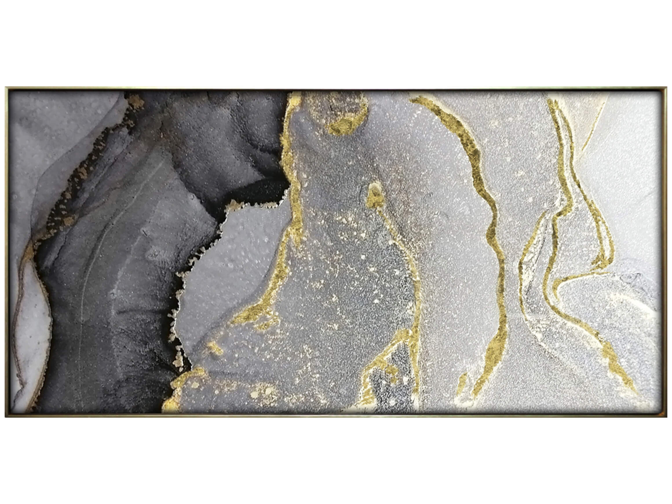 image LAND Digitaldruck auf Glas Abstrakt in Grau und Gold Gelb | Schubiger Möbel