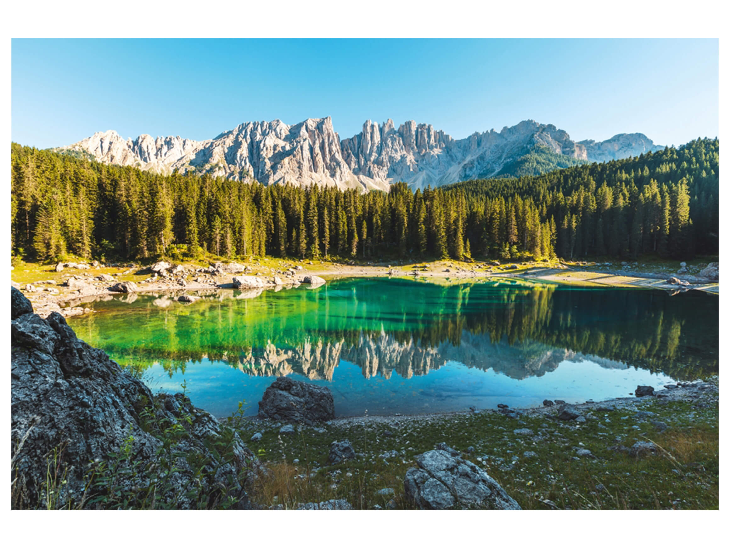 Digitaldruck auf Acrylglas Idyllischer Bergsee image LAND / Grösse: 120 x 80 cm