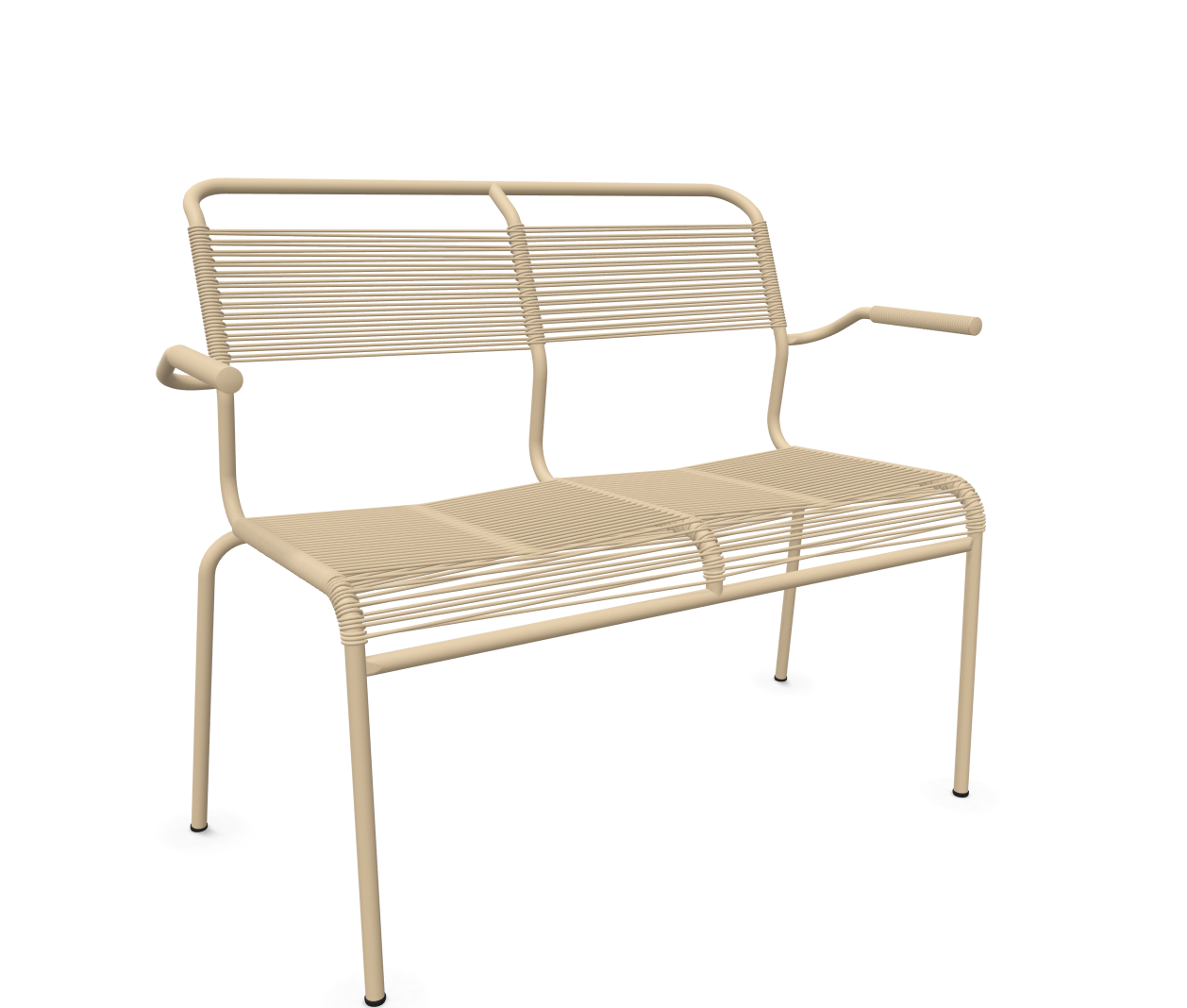 Spaghetti-2er-Bank Säntis mit Lehne von Schaffner / Farbe: Pastellbraun / Grösse: 107 x 58 cm