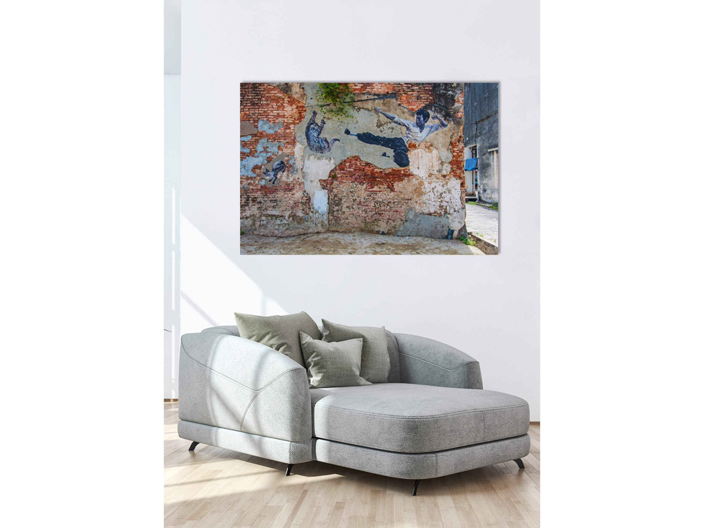 Digitaldruck auf Acrylglas Street Art mit Kämpfer image LAND