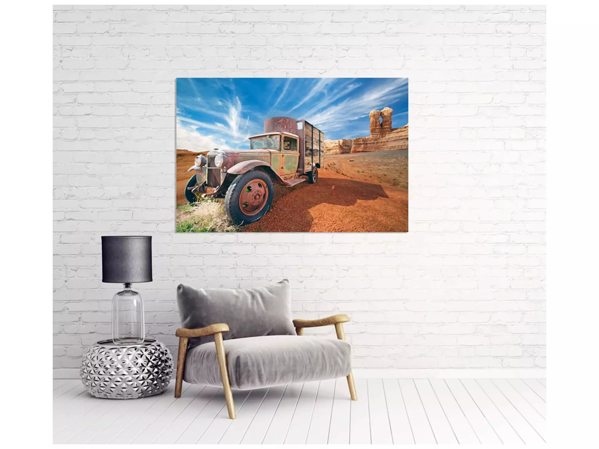 Digitaldruck auf Acrylglas Alter Lkw in Der Wüste image LAND / Grösse: 120 x 80 cm