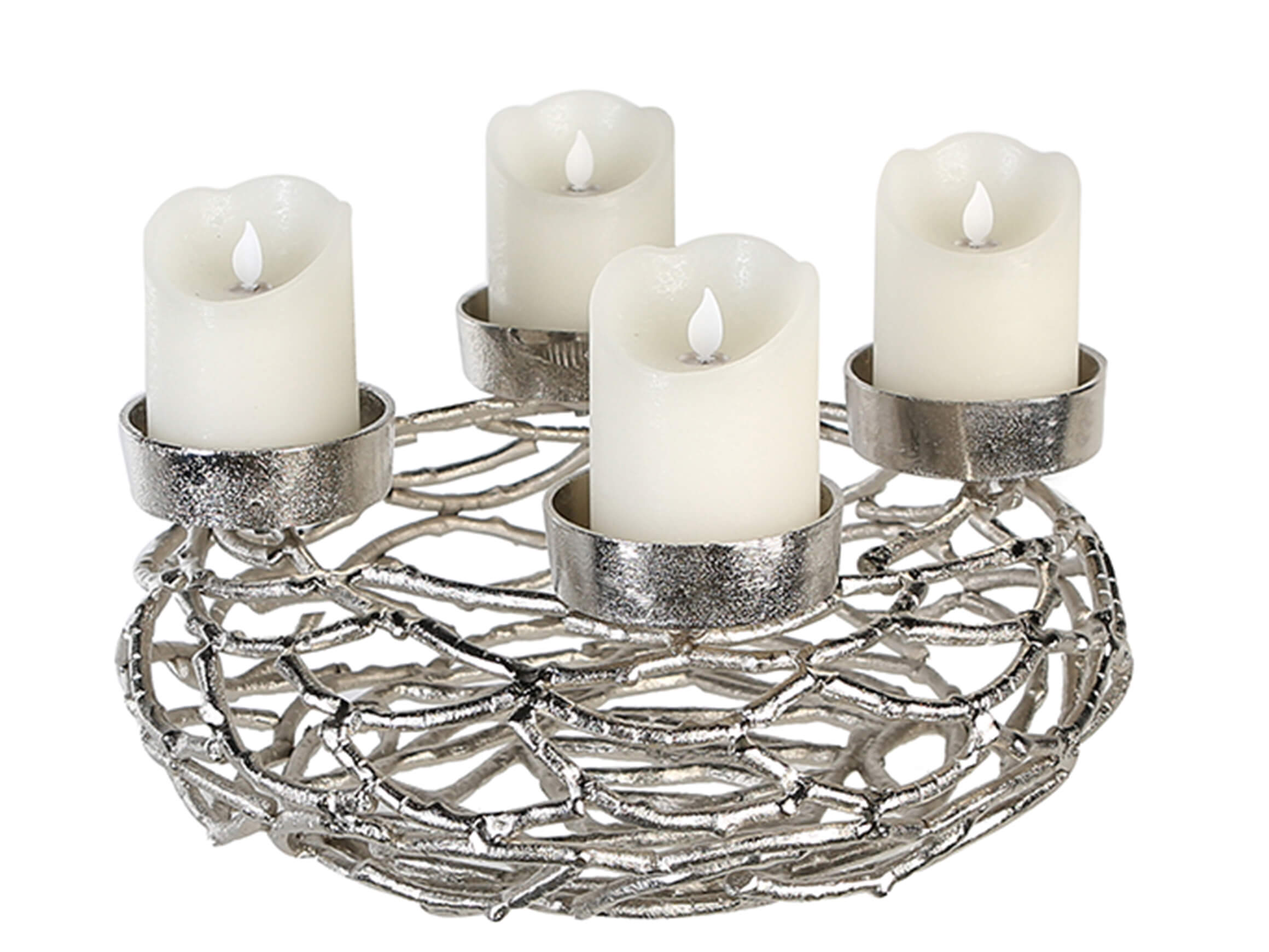 Gilde Adventskranz Twigs Antik Silber  H: 15 cm Grau | Schubiger Möbel