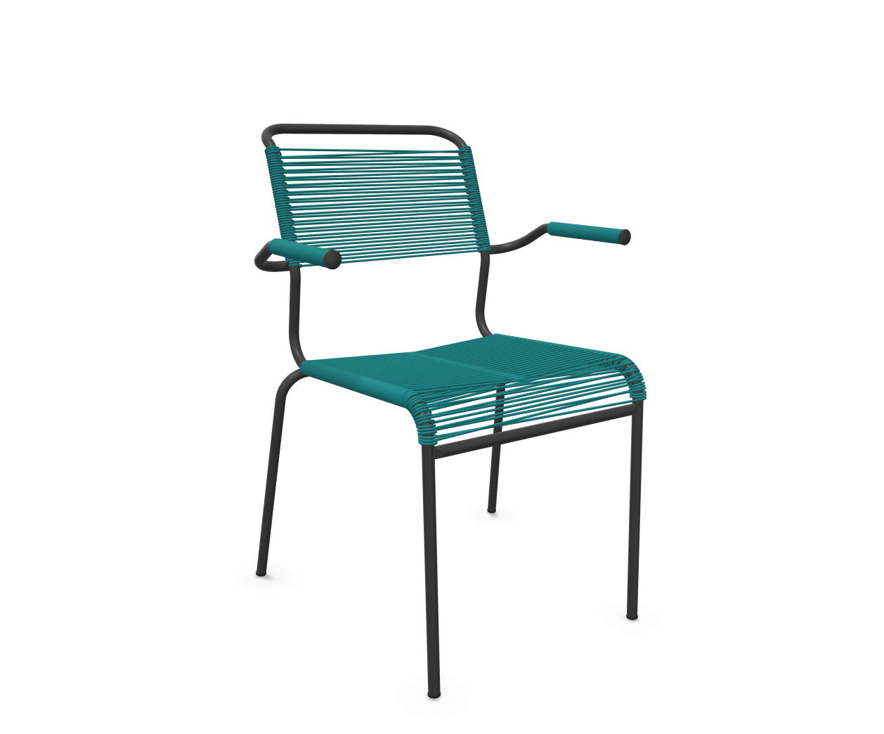 Spaghetti-Stuhl Säntis mit Armlehnen von Schaffner / Farbe: Kaliblau / Grösse: 62 x 60 cm