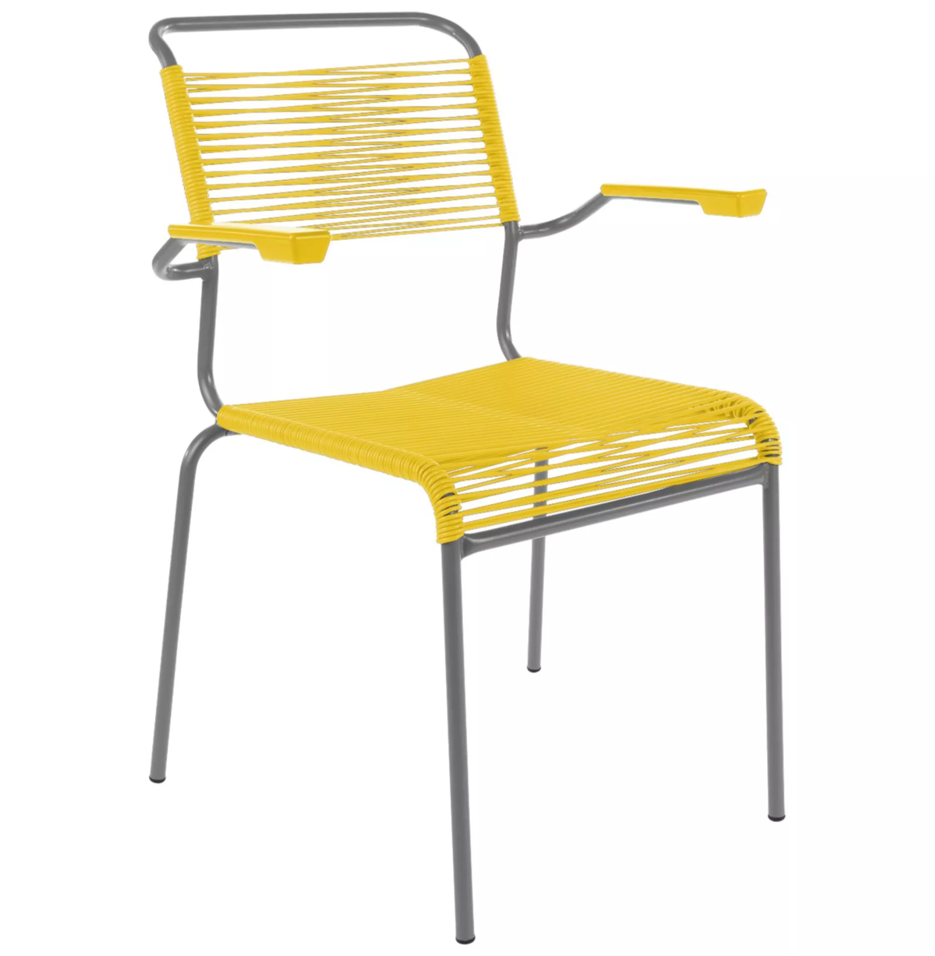 Spaghetti-Stuhl Säntis mit Armlehnen Schaffner / Farbe: Gelb