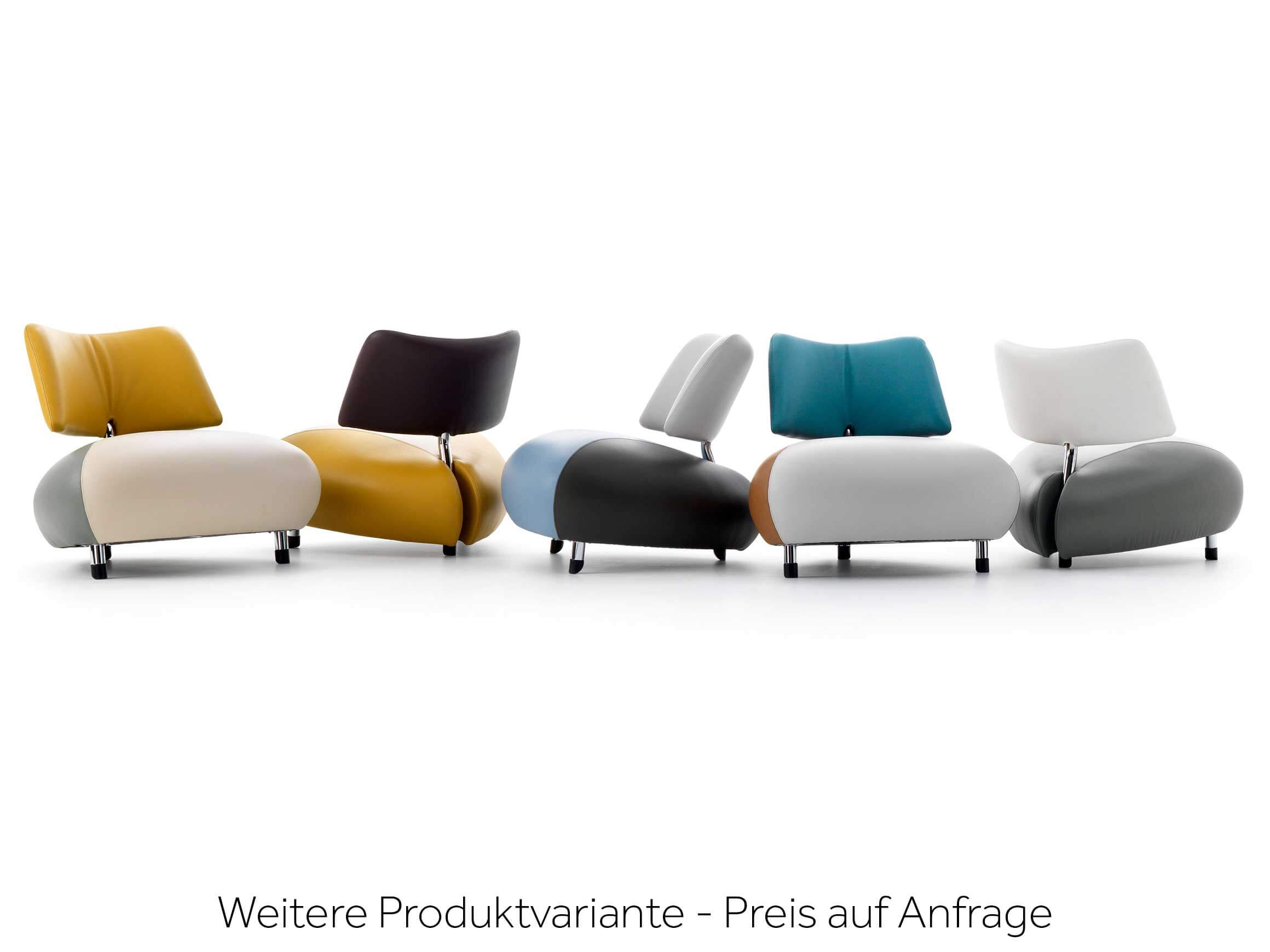 Sessel Pallone, Leder Rose-Braun, Chrom Glanz, b 86 cm