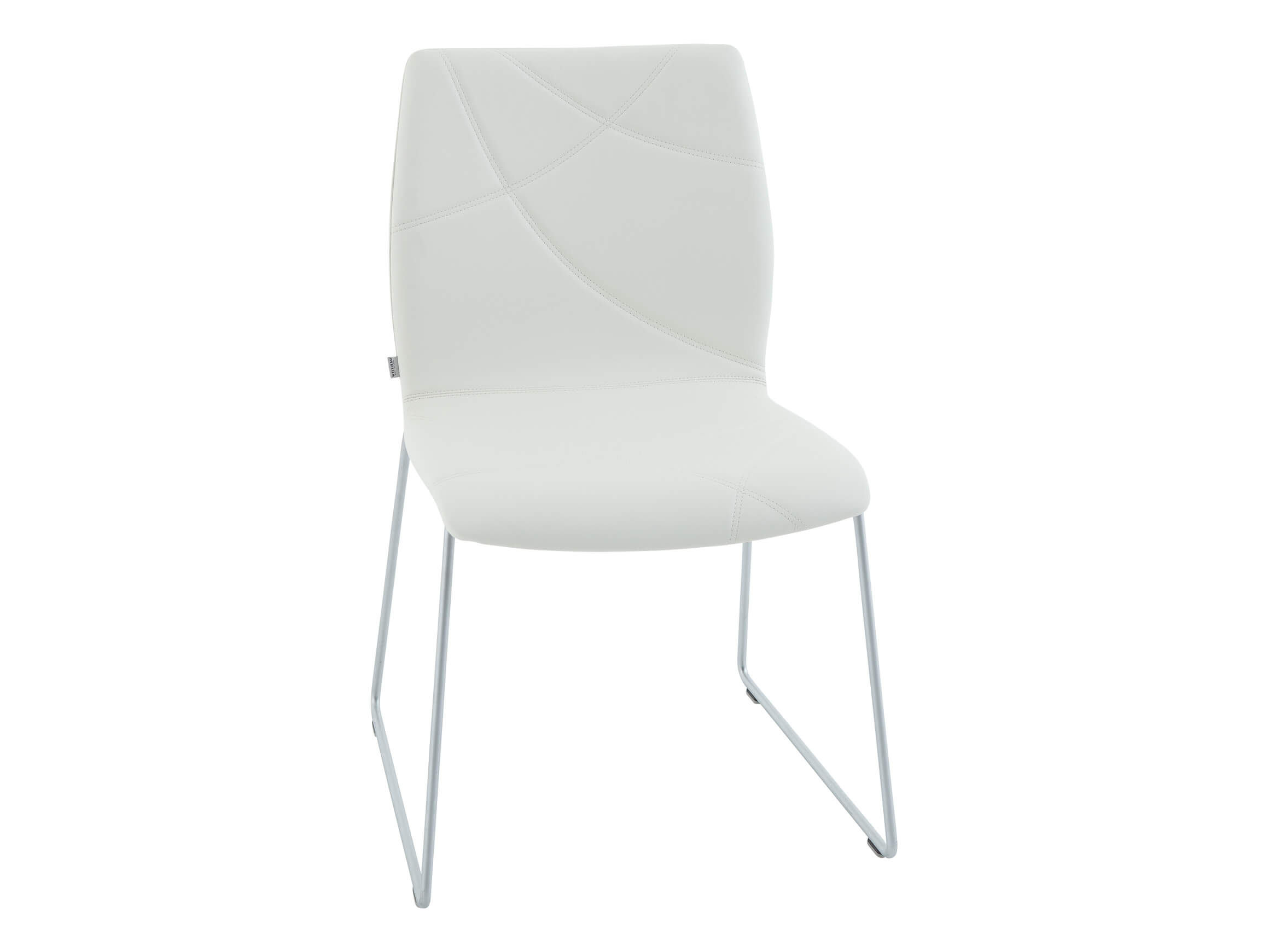 Chaise Sora, cuir Prestige blanc, pied traîneau, l 53 cm p 52 cm h 83 cm