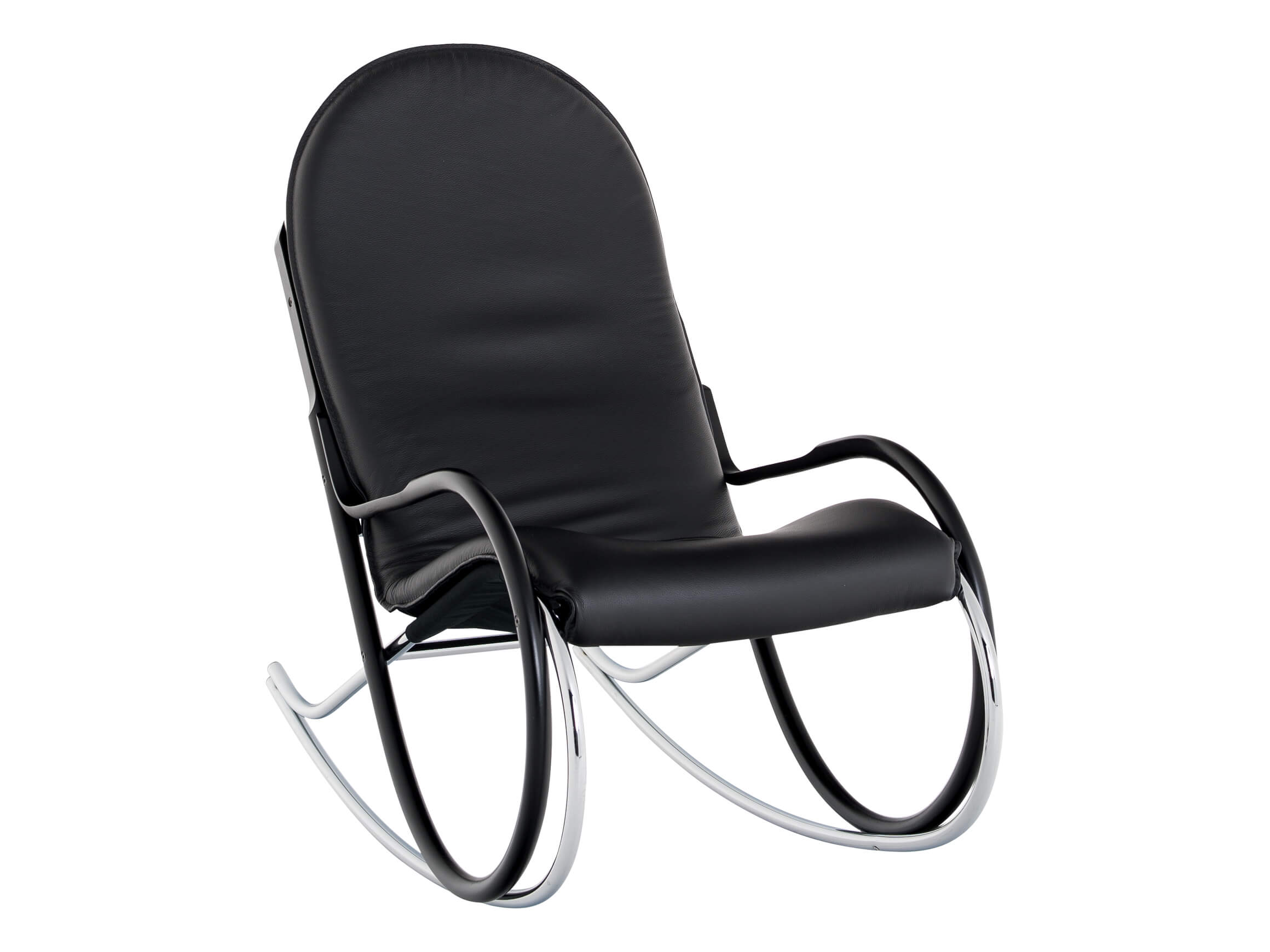 Schaukelstuhl Nonna, Leder, Schwarz