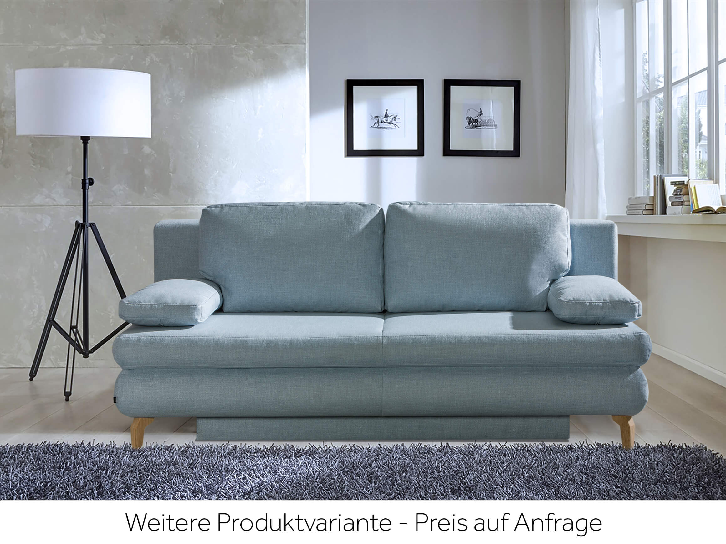 Bettsofa Ralf, Stoff Silber, Füsse Eiche Hell, b 200 cm