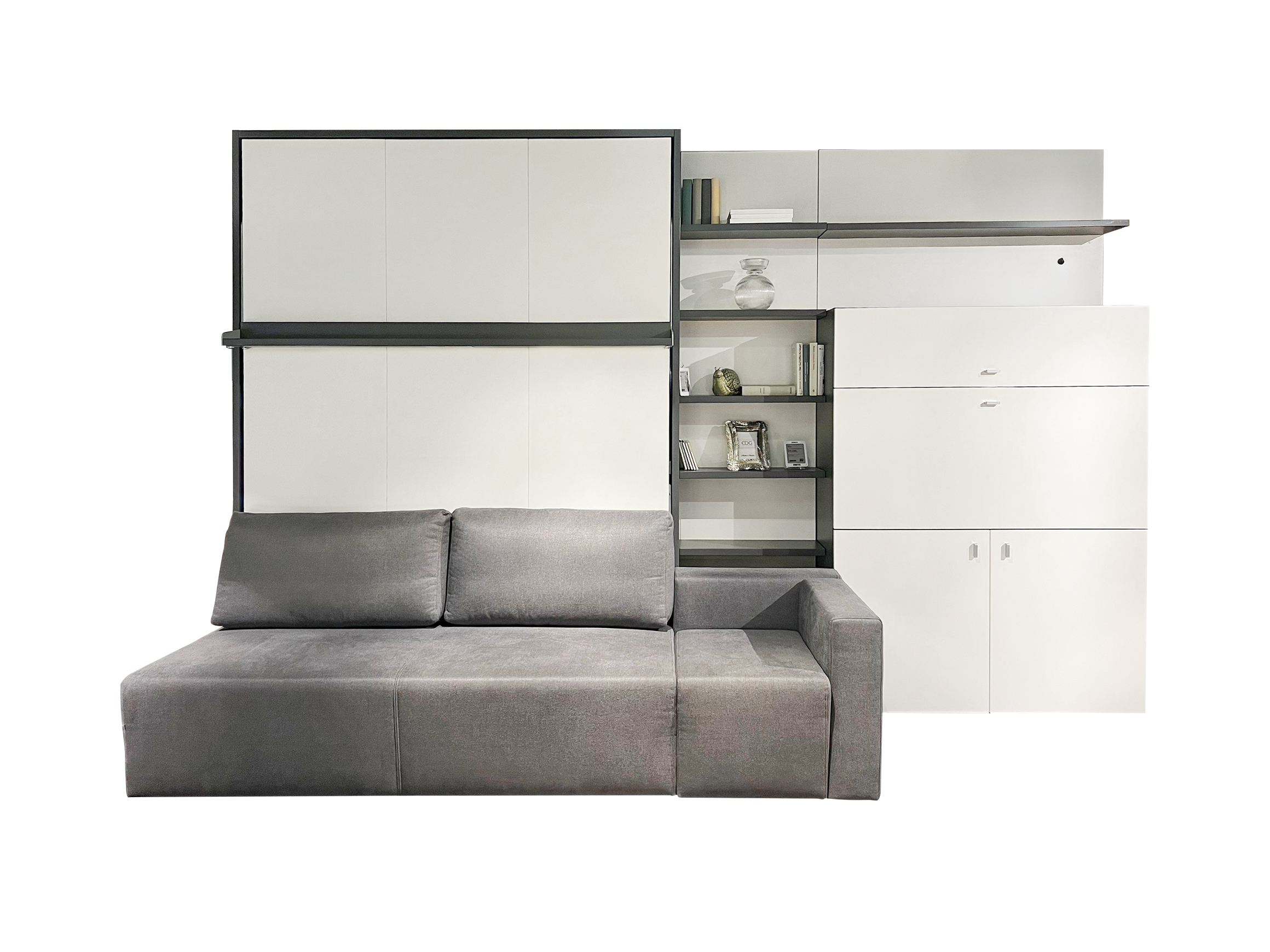 Schrankbett Set Zürich Nehl/ Farbe: Grau/Weiss