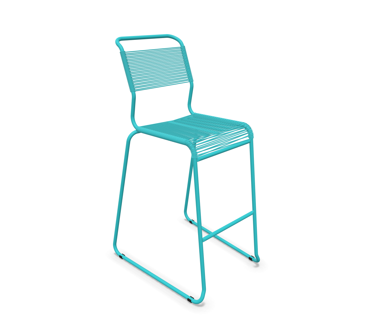 Bar-Kufen-Spaghettistuhl Säntis von Schaffner / Farbe: Türkis / Grösse: 56 x 64 cm