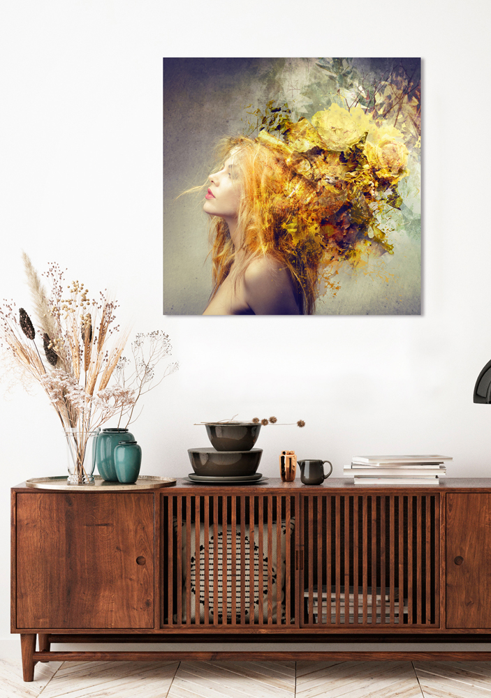 Alubild-Goldschopf mit Blumenschmuck-image LAND