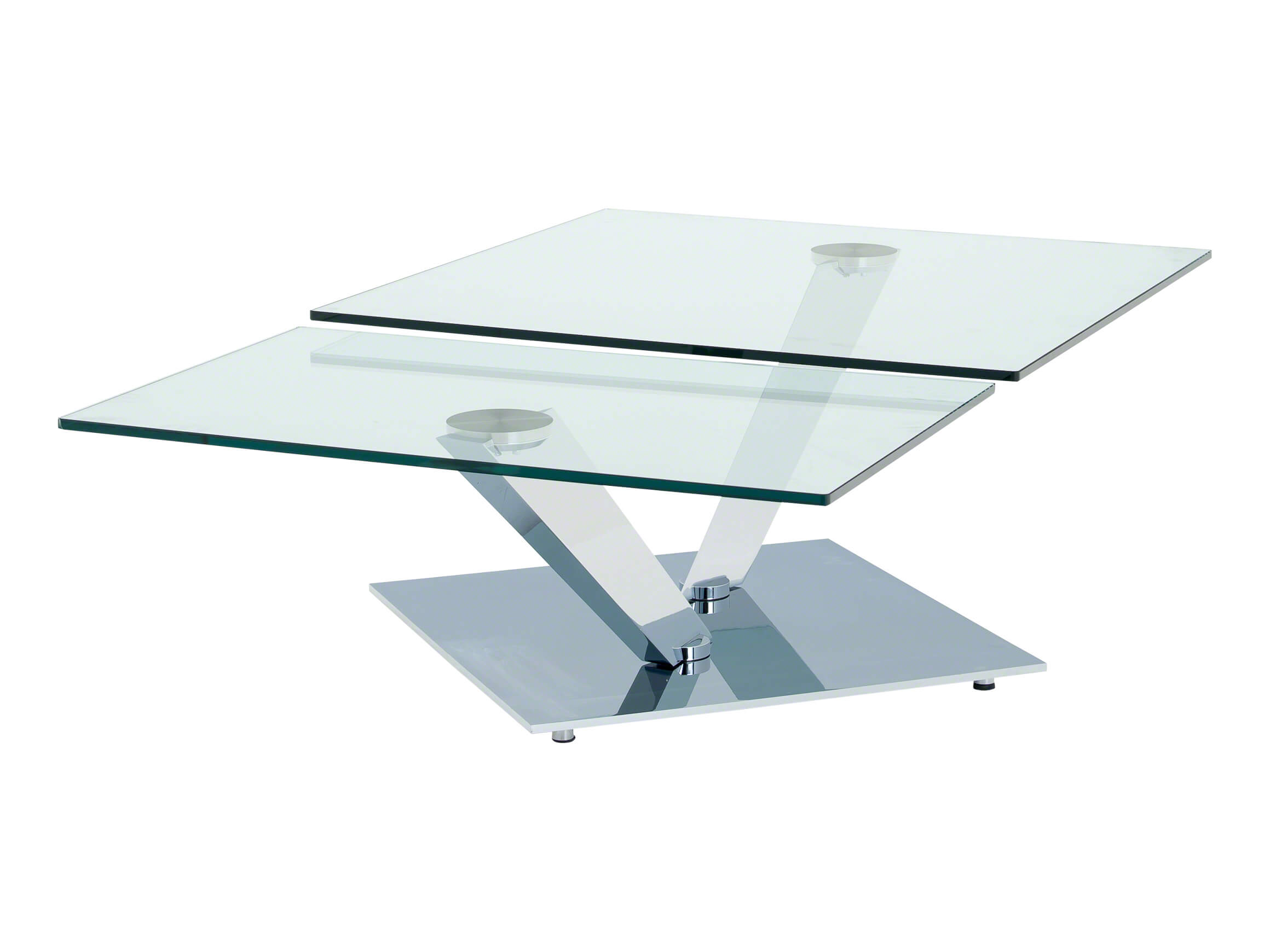 Salontisch Calimero, Klarglas, Chrom, b 129 cm t 106 cm h 40 cm