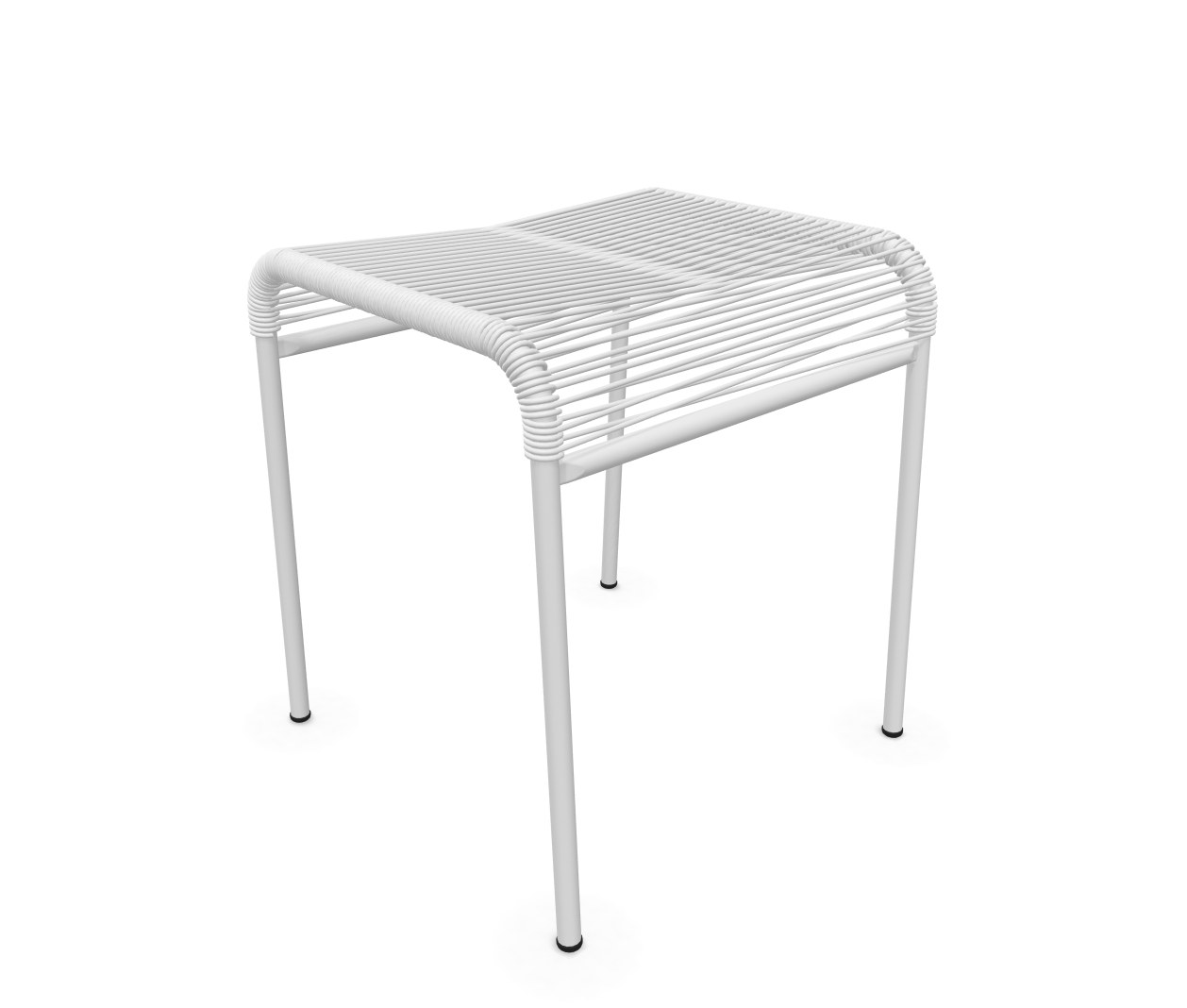 Spaghetti stool Säntis Ocean-Yarn High from Schaffner / Colour: white / Size: 44 x 43 cm