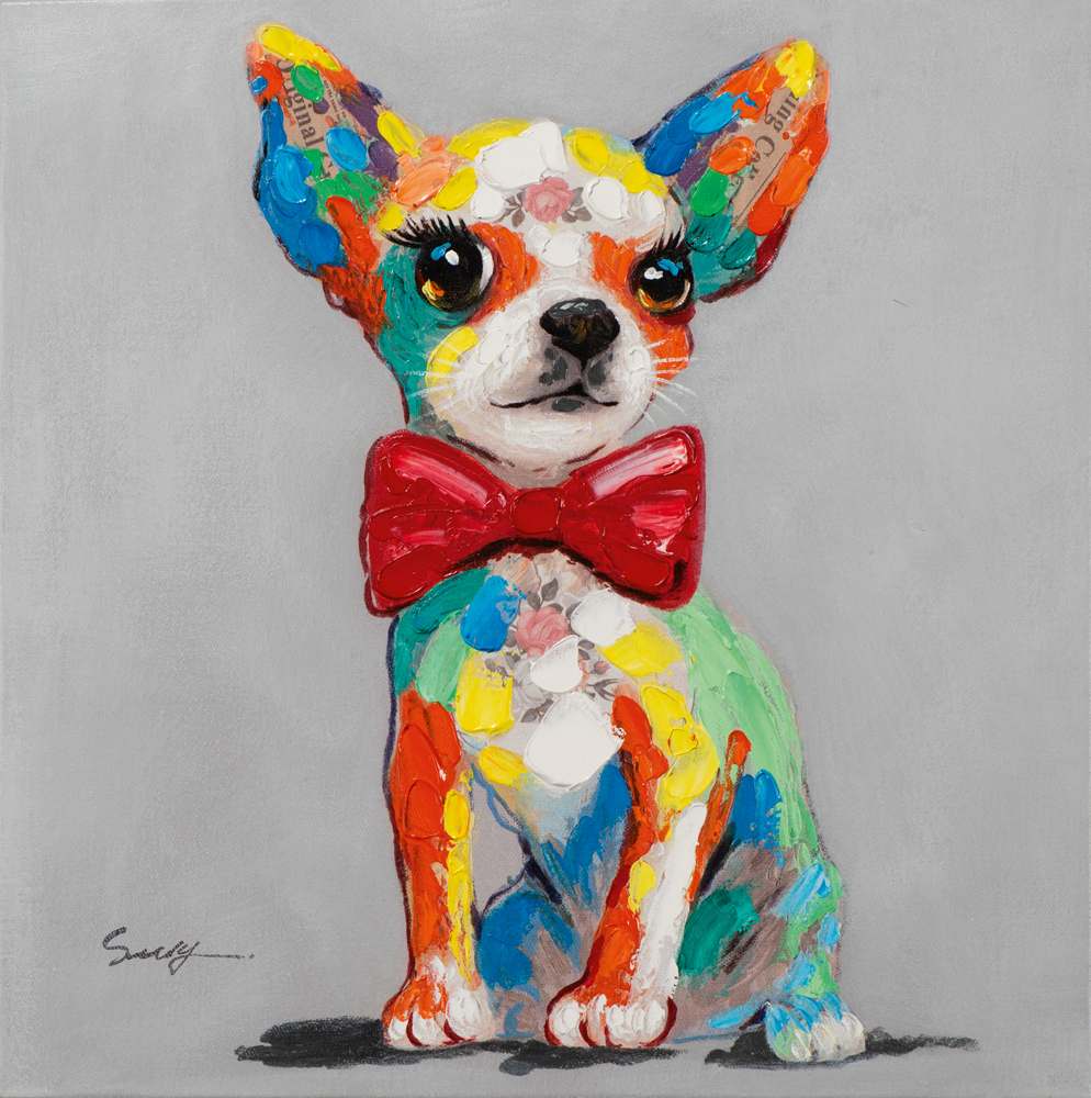 Gemälde Bunter Chihuahua mit Fliege image LAND