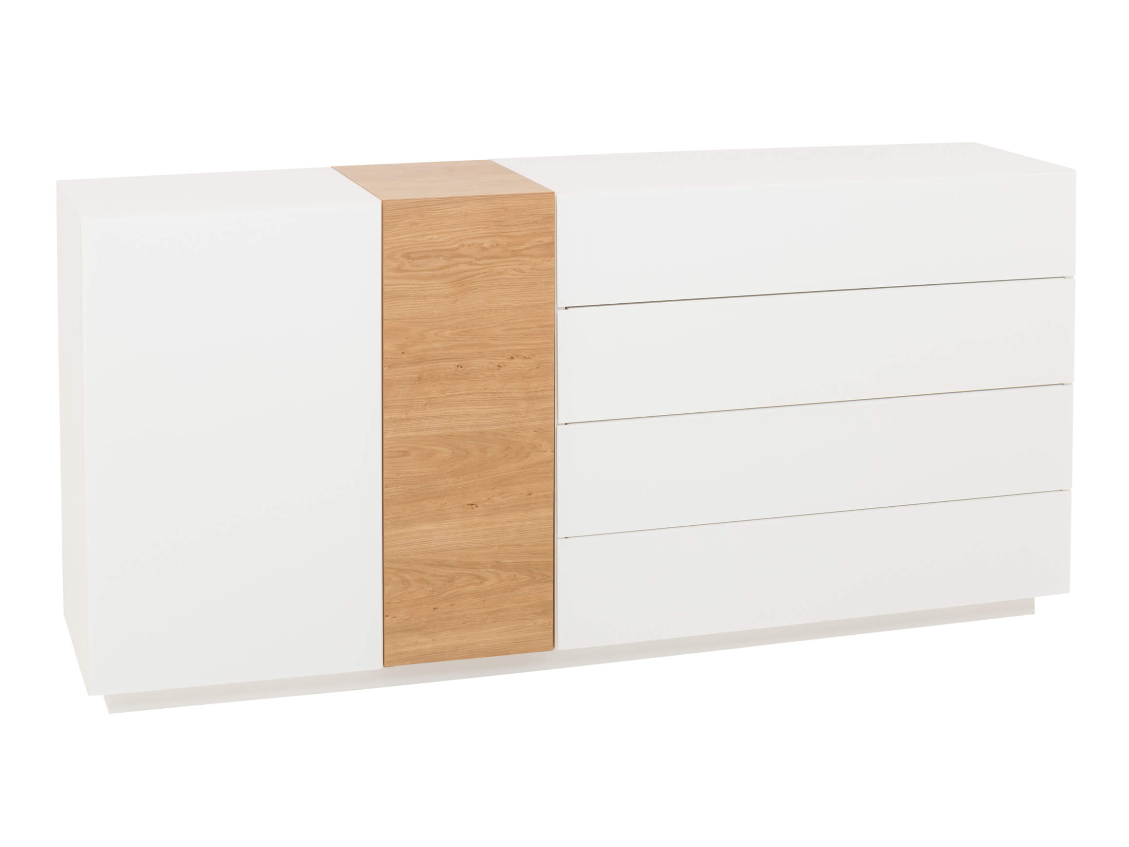 Sideboard Sona, Wildeiche, Mattglas, b 180 cm t 42 cm h 90 cm