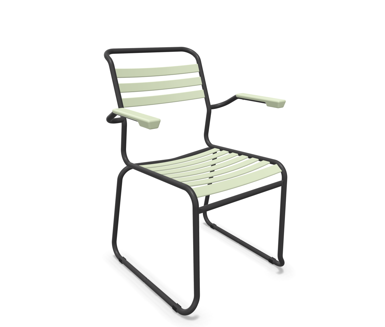 Schaffner Kufen-Lättli-Stuhl Säntis mit Lehne Grün | Schubiger Möbel