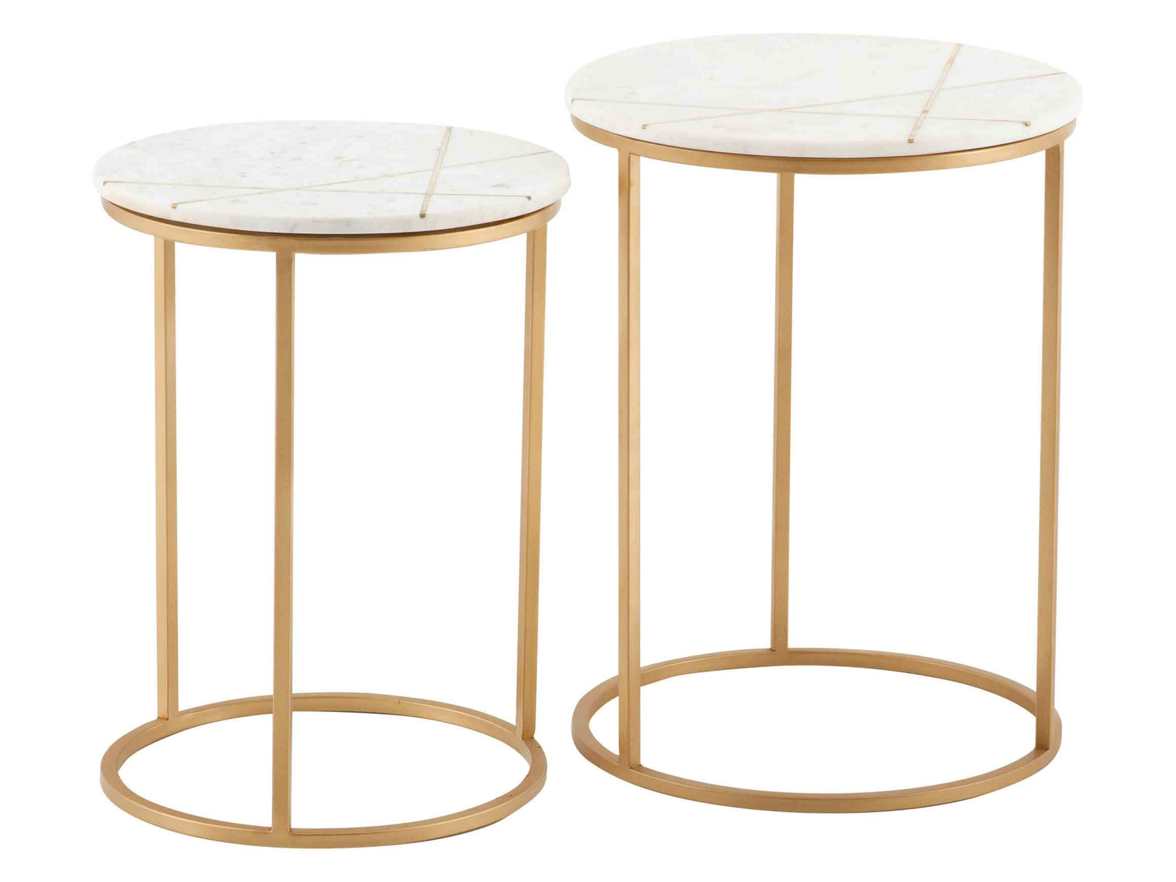 Table d'appoint Modus - Set de 2 pièces, marbre blanc,