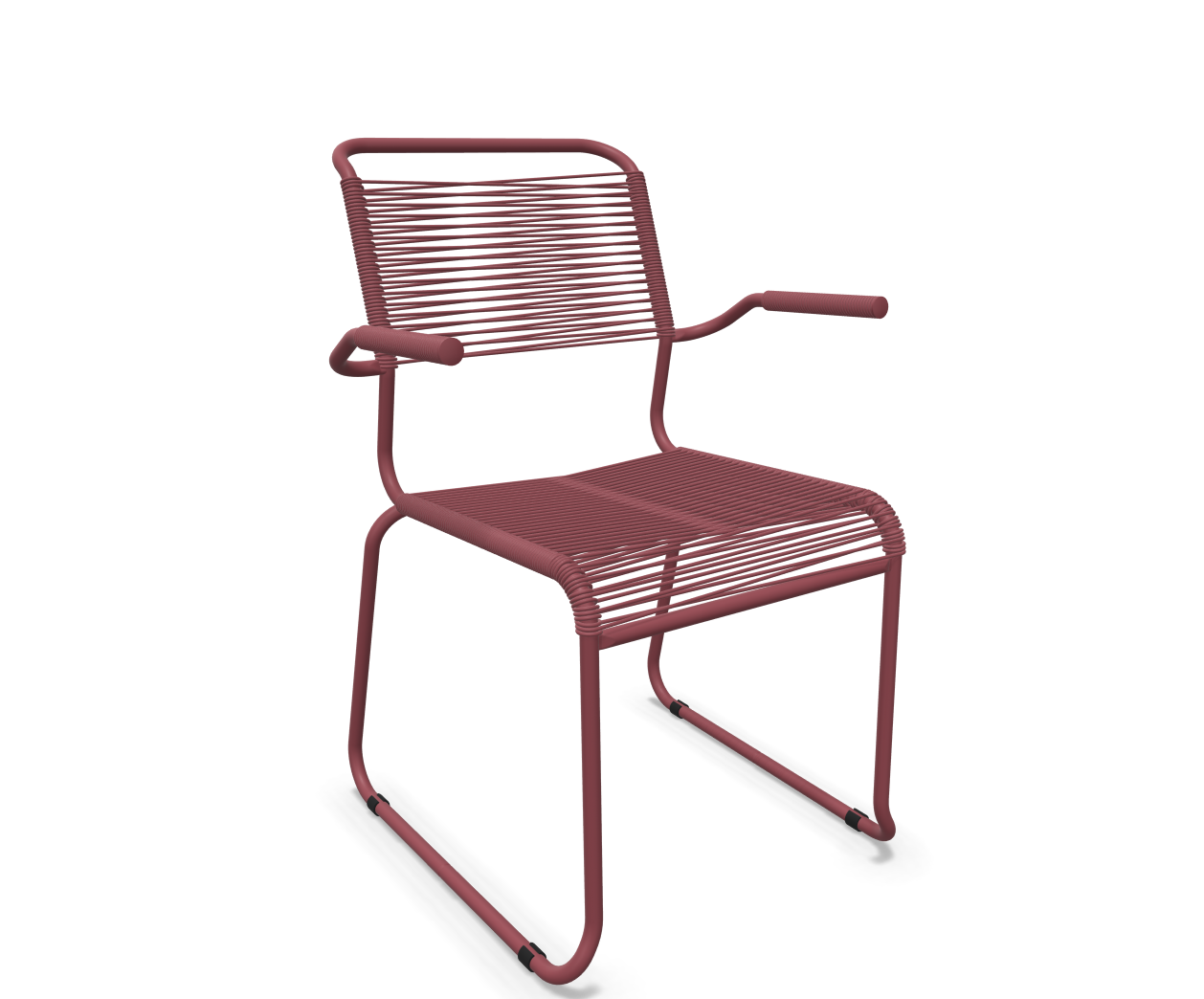 Kufen-Spaghetti-Stuhl Säntis mit Lehne von Schaffner / Farbe: Bordeaux / Grösse: 60 x 61 cm