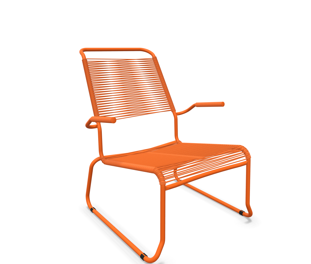 Kufen-Spaghetti-Lounger Säntis mit Lehne / Hochlehner von Schaffner / Farbe: Orange / Grösse: 68 x 85 cm