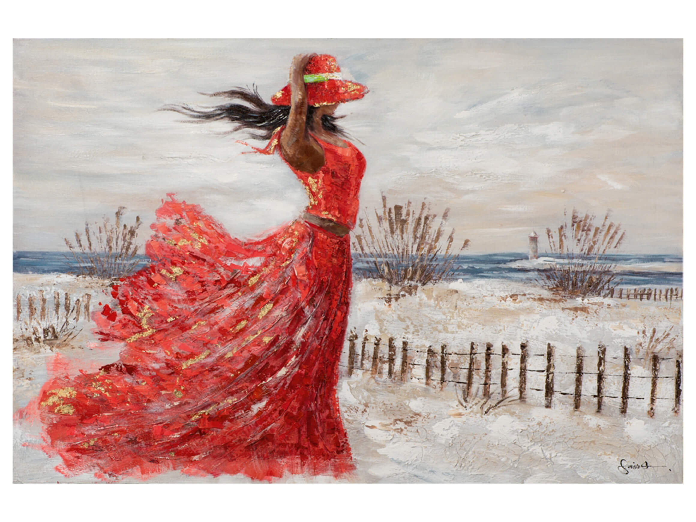 Bild Rotes Kleid am Strand image LAND