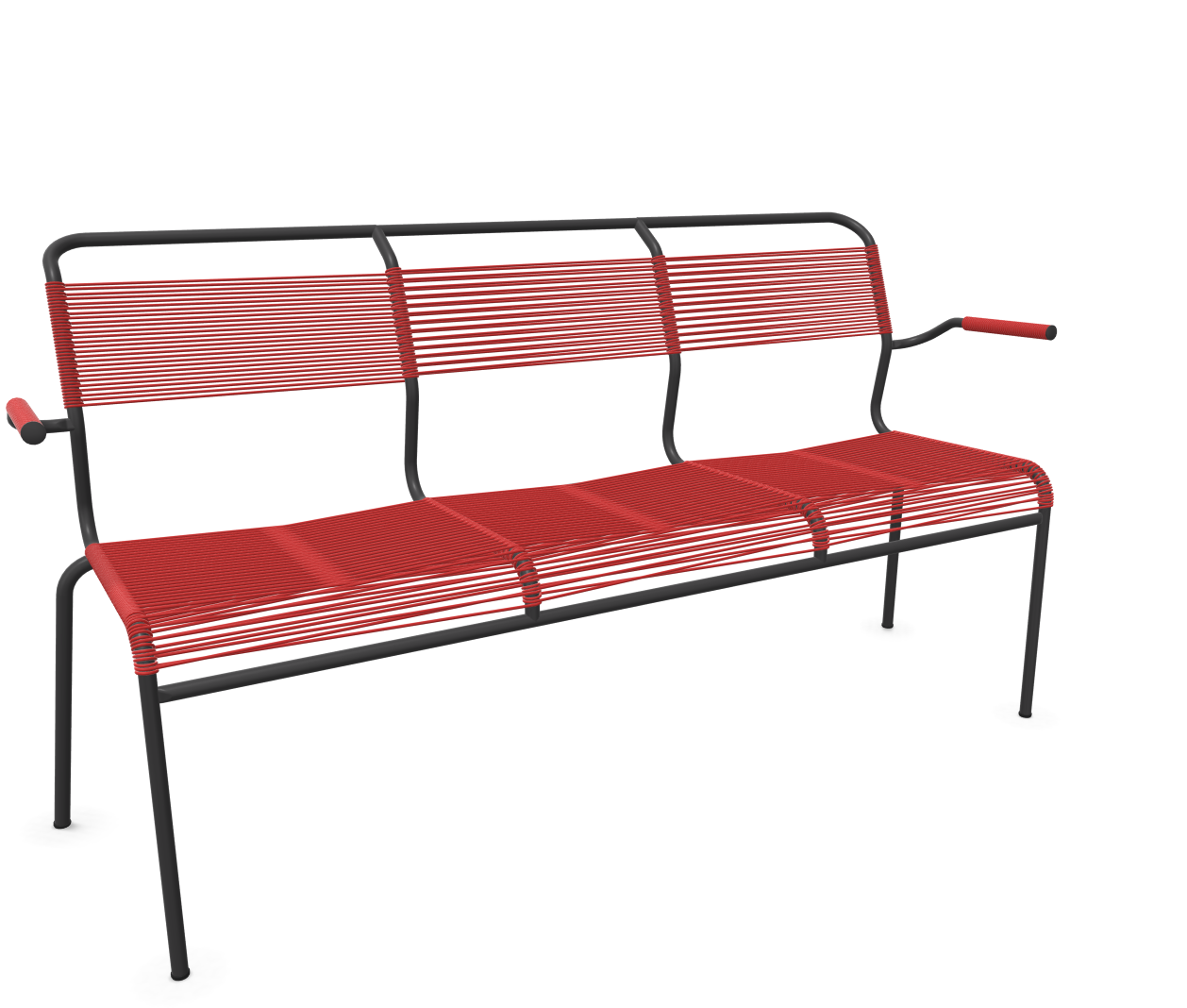 Schaffner Spaghetti-3er-Bank Säntis mit Lehne Rot | Schubiger Möbel