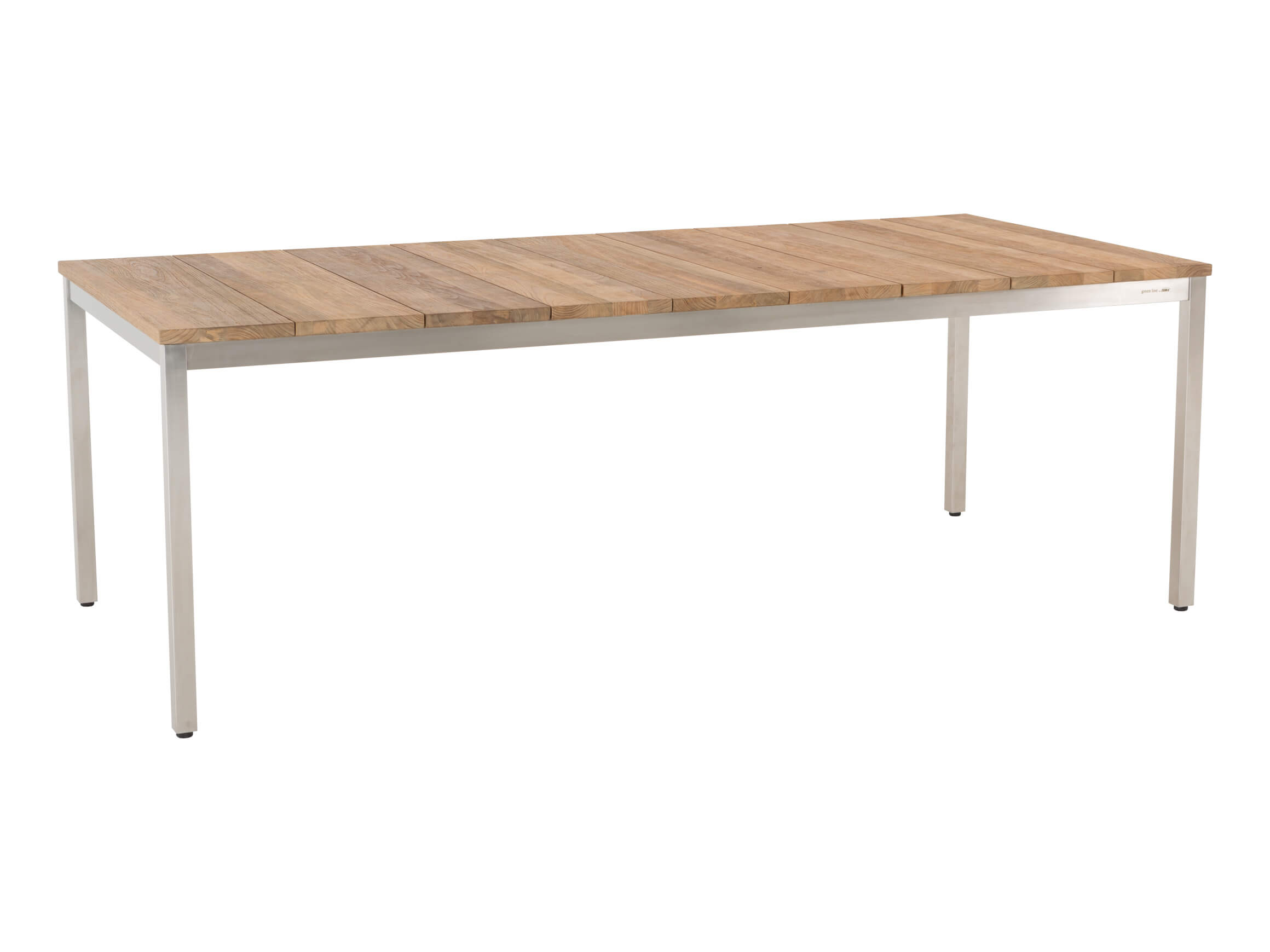 Tischplatte Naxos Teak Recycelt, Edelstahl, b 100 cm t 220 cm h 76 cm