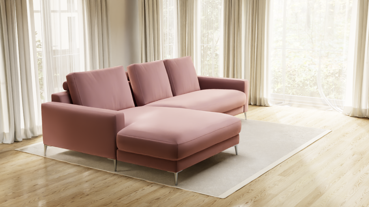 Ecksofa #1 Mercury links - UrbanDesign / Farbe: Rosewood / Bezugsmaterial: Stoff