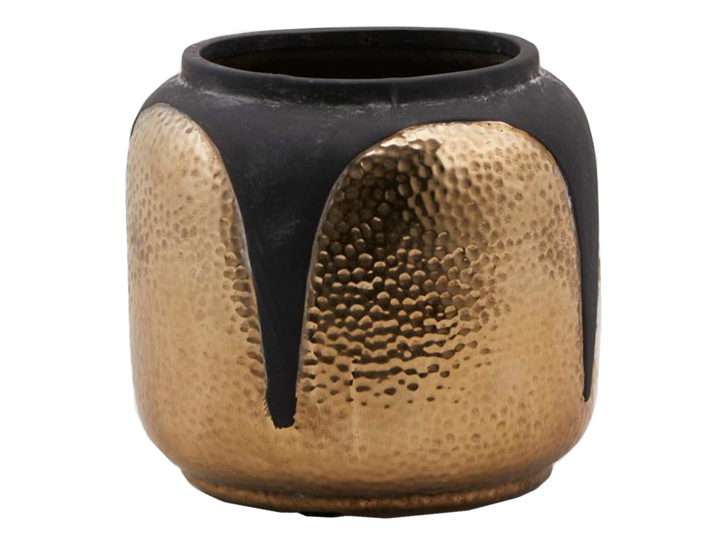 Edg Gefäss Gold-Schwarz Gehämmert H: 18 cm  | Schubiger Möbel