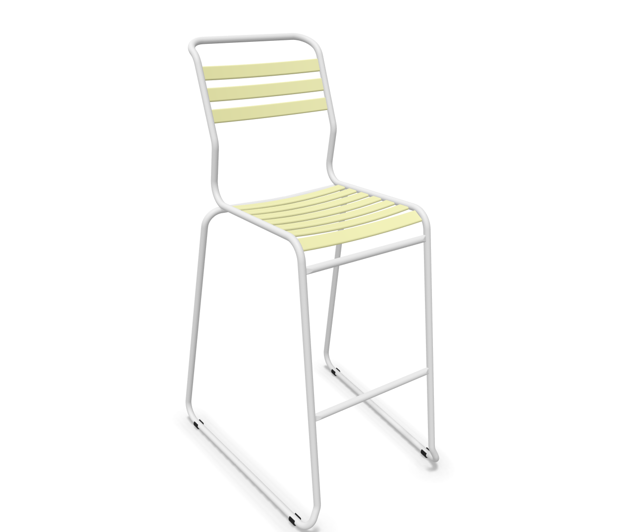 Bar-Kufen-Lättlistuhl Säntis von Schaffner / Farbe: Buchsbaumgelb / Grösse: 56 x 64 cm