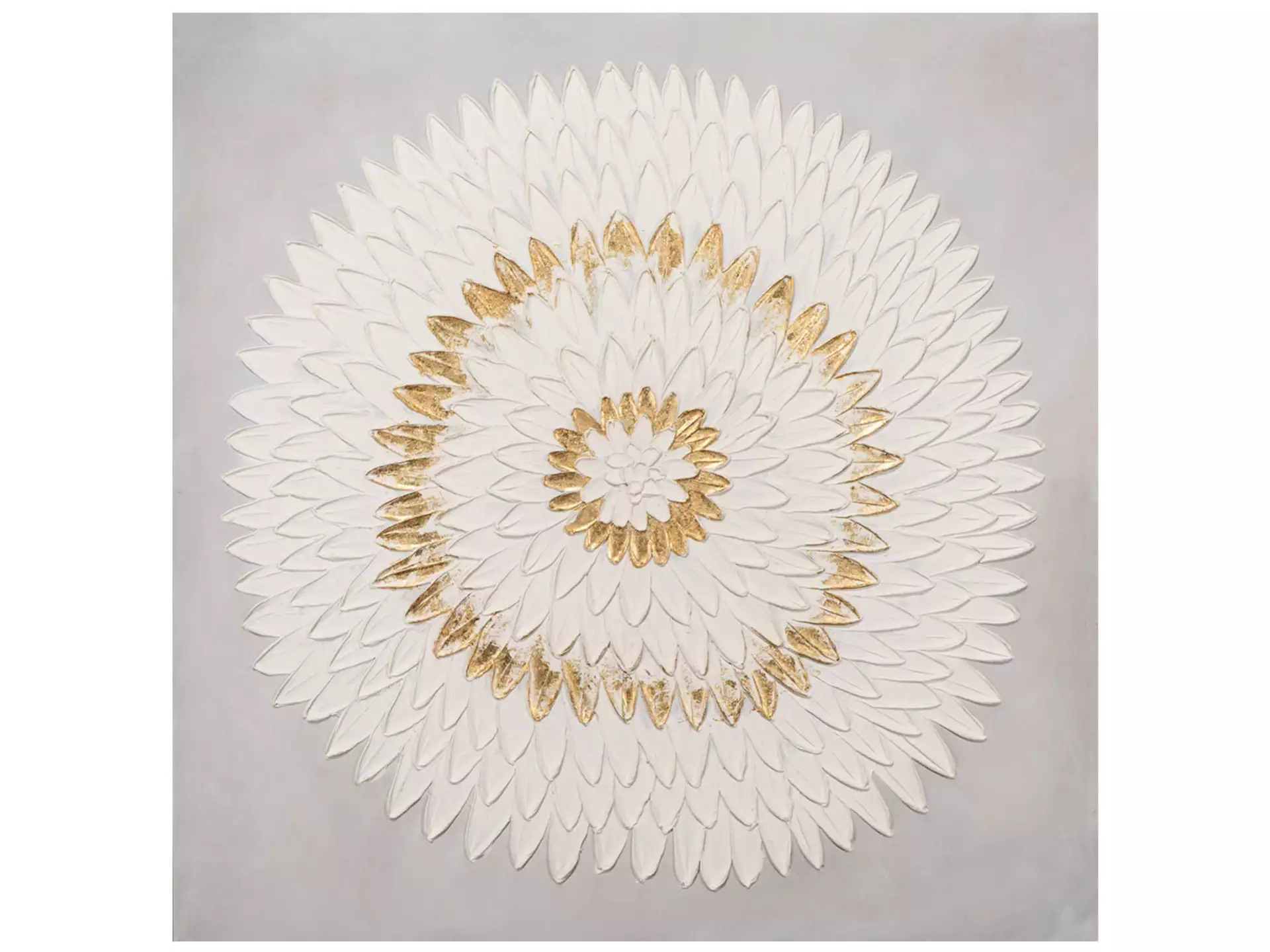 Bild Mandala in Weiss-Gold image LAND / Grösse: 100 x 100 cm