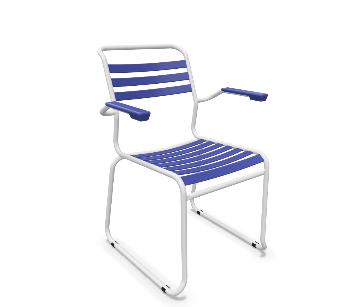 Schaffner Kufen-Lättli-Stuhl Säntis mit Lehne Blau | Schubiger Möbel