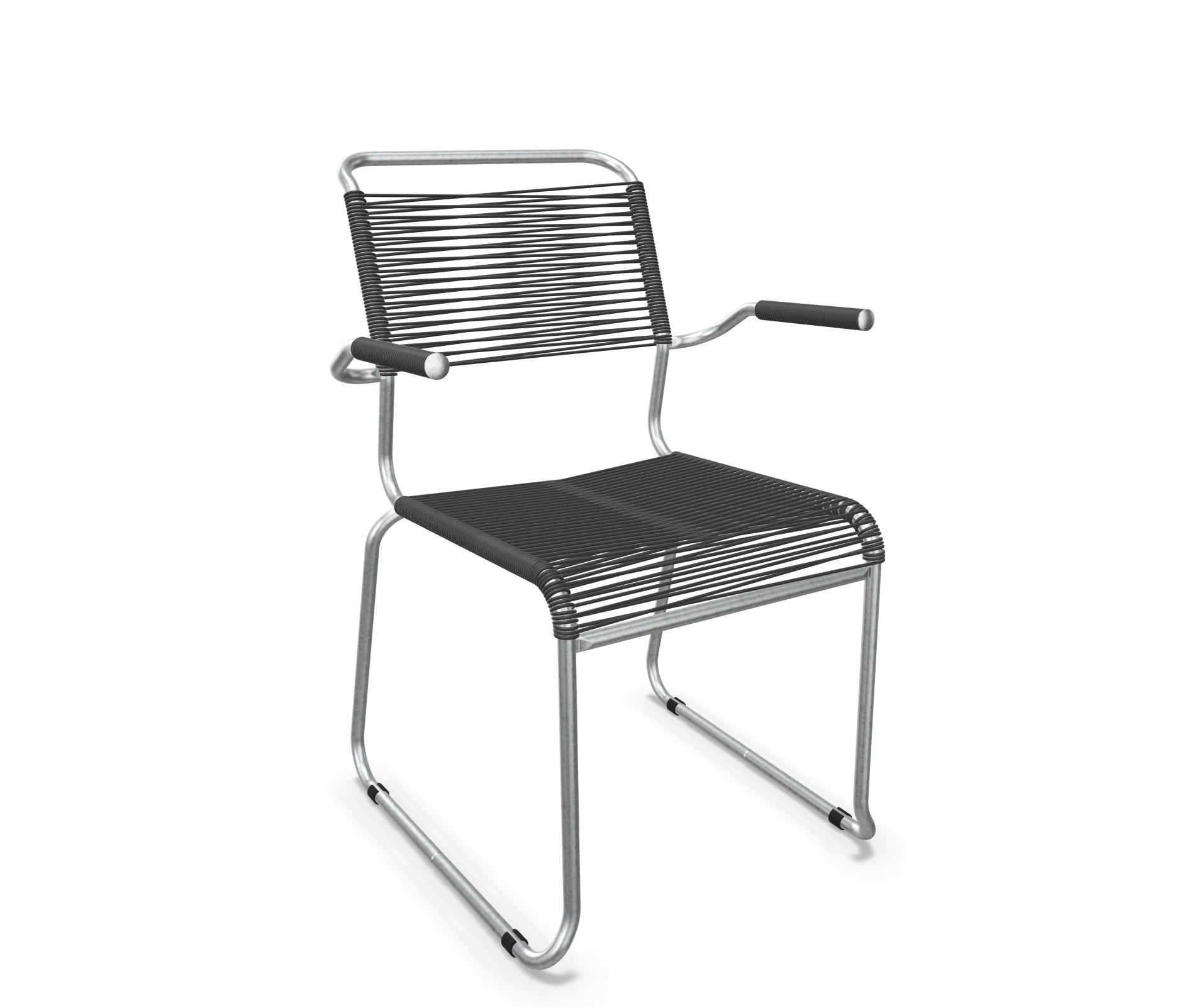 Kufen-Spaghetti-Stuhl Säntis mit Lehne Feuerverzinkt von Schaffner / Farbe: Anthrazit / Grösse: 60 x 61 cm