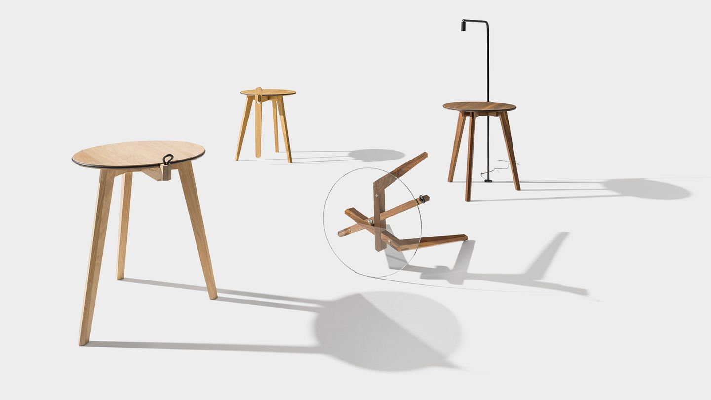 Table d'appoint Hi ! Noyer Verre transparent En bois / couleur :
