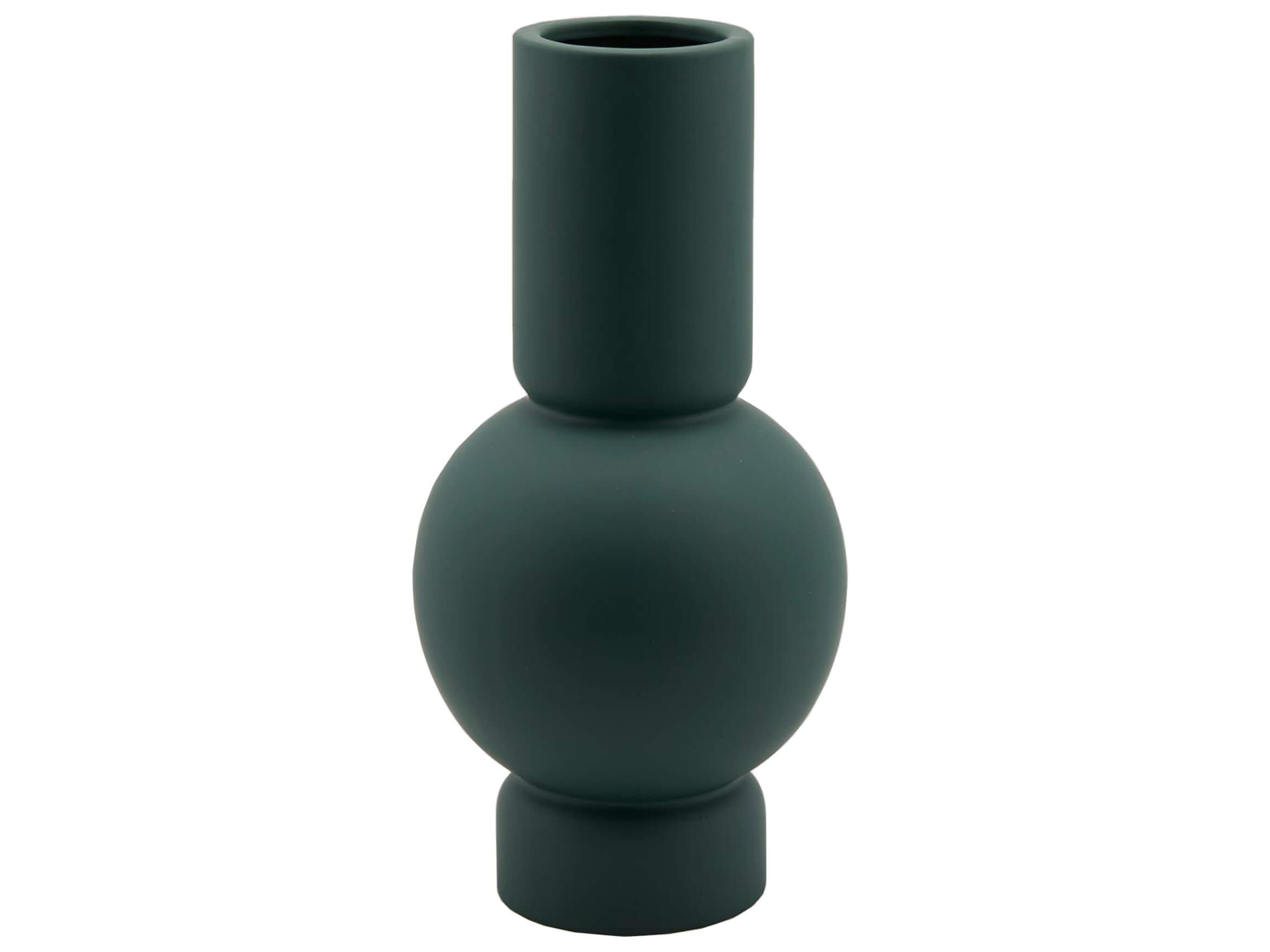 Vase Kugekvase mit Fuss Dunkelgrün H: 36 cm Edg