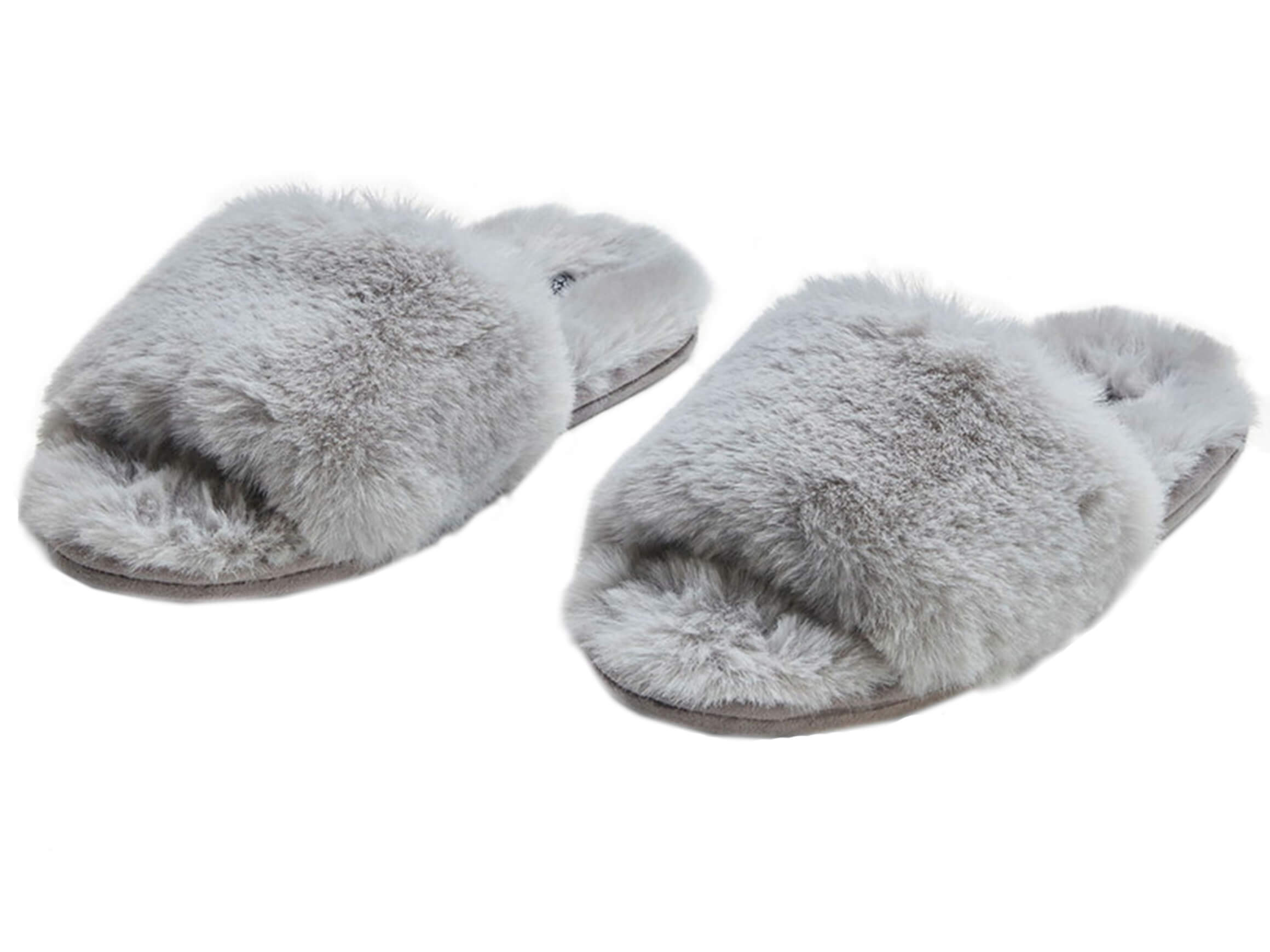 Slippers Faux-Fur Bico / Farbe: Grau