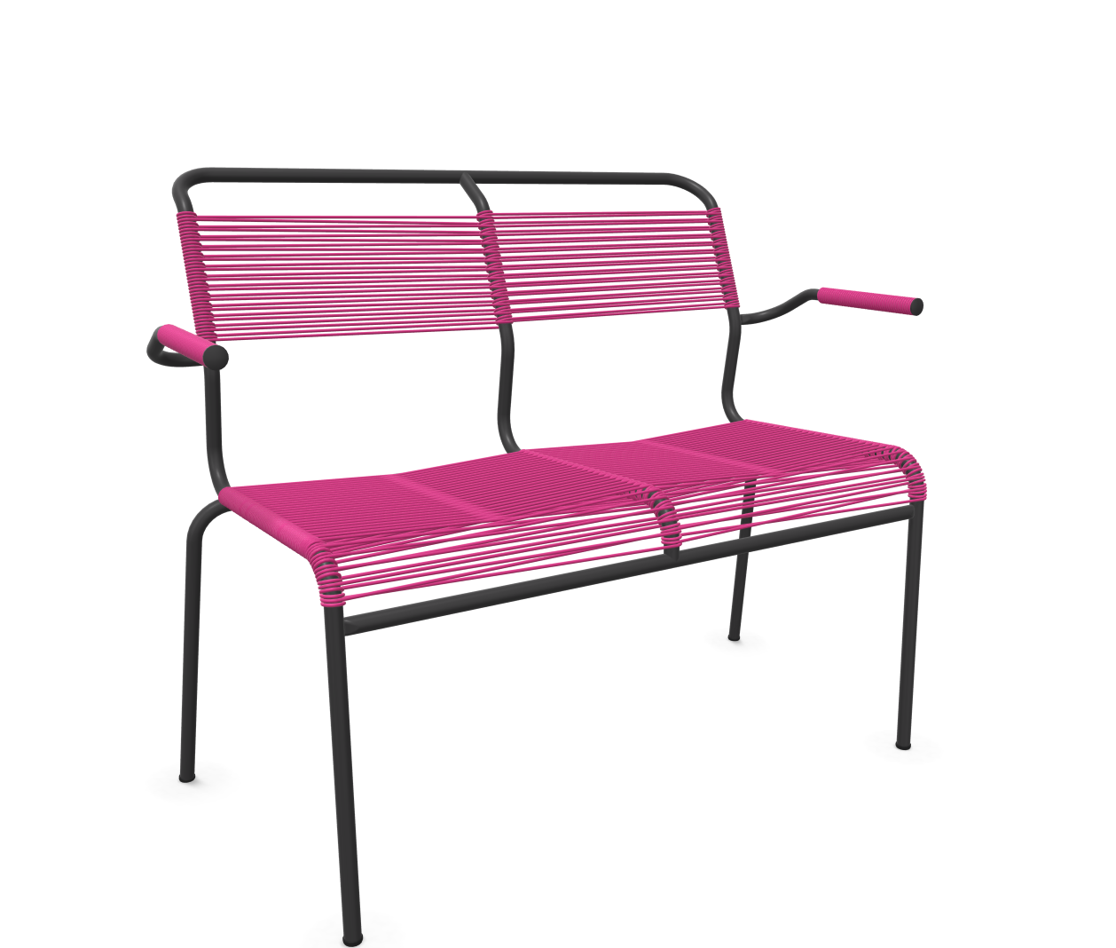 Spaghetti-2er-Bank Säntis mit Lehne von Schaffner / Farbe: Pink / Grösse: 107 x 58 cm