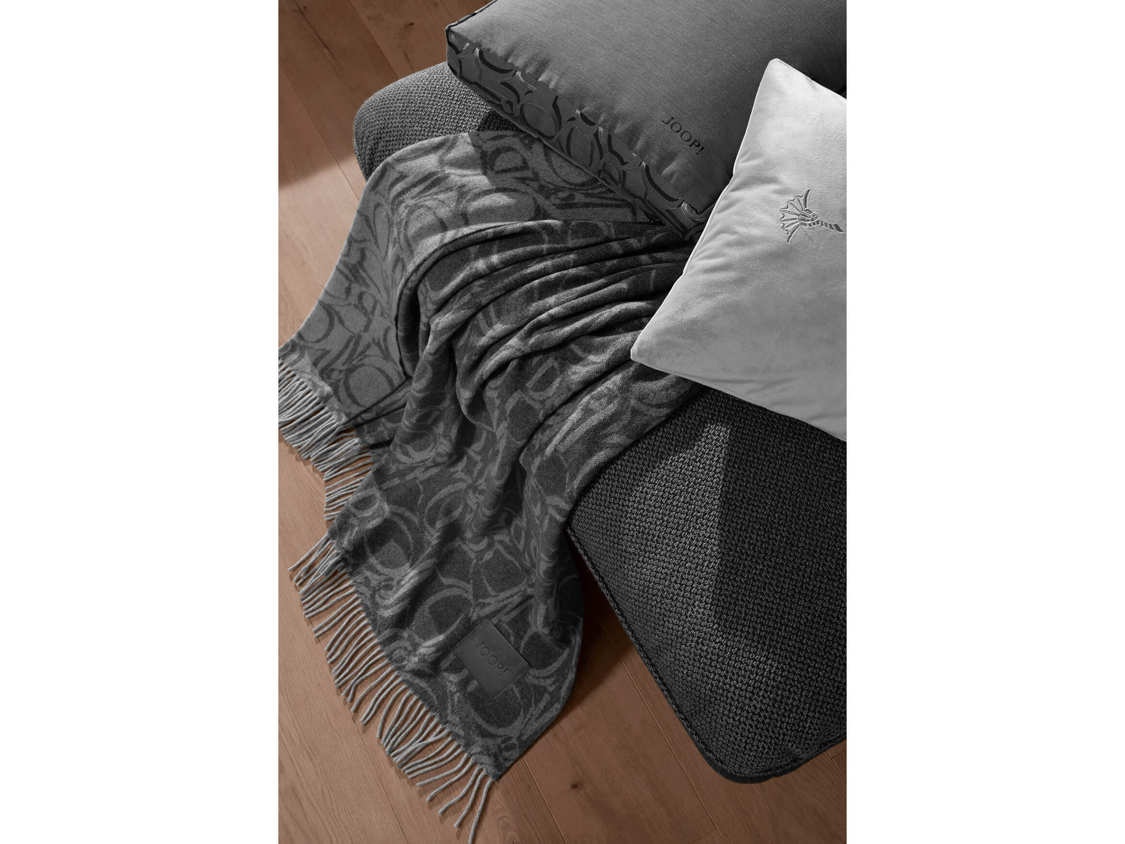 Plaid Fine Ornament Anthrazit 130x180 cm Biederlack / Farbe: Anthrazit