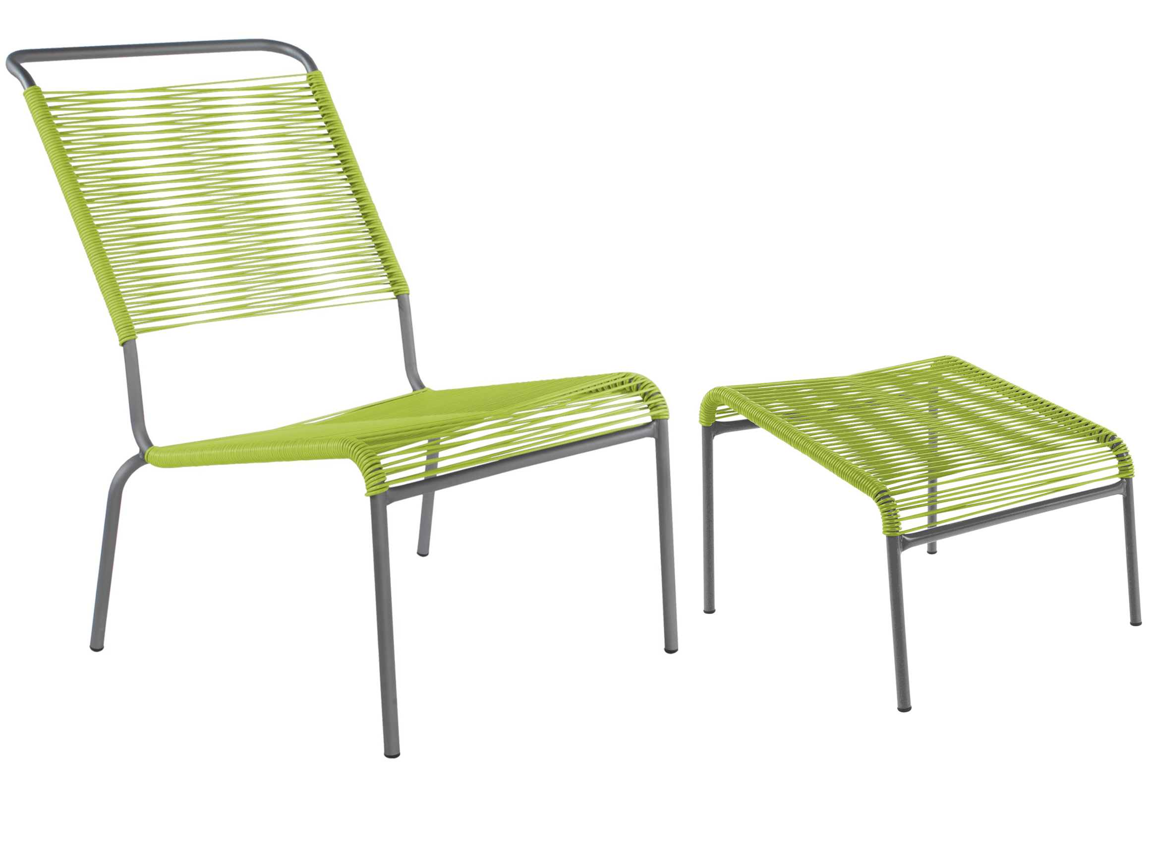 Schaffner Spaghetti-Lounger + Hocker Säntis Hochlehner Grün | Schubiger Möbel