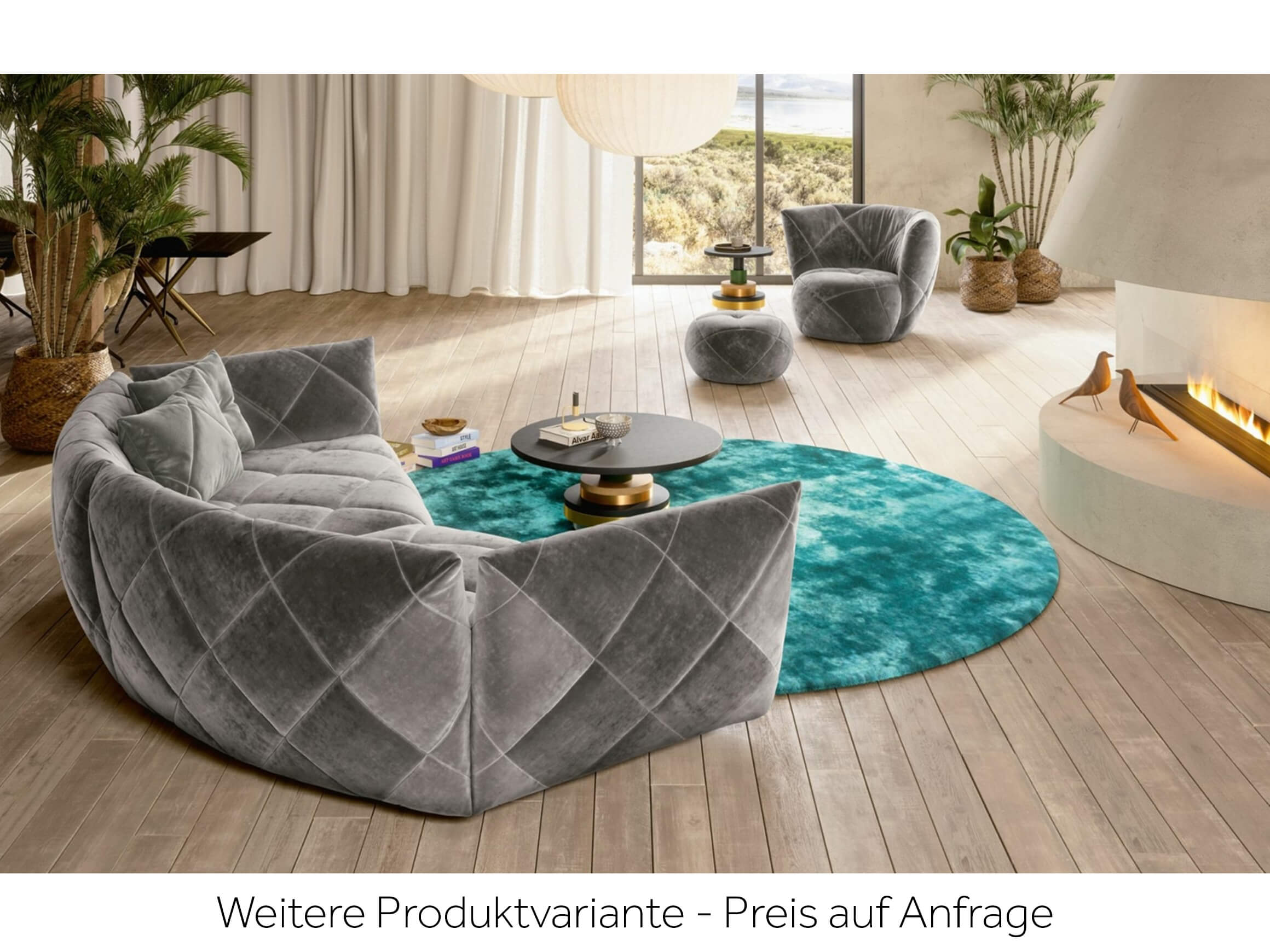 Hocker Teratai Bretz / Farbe: Eisgrau / Bezugsmaterial: Stoff