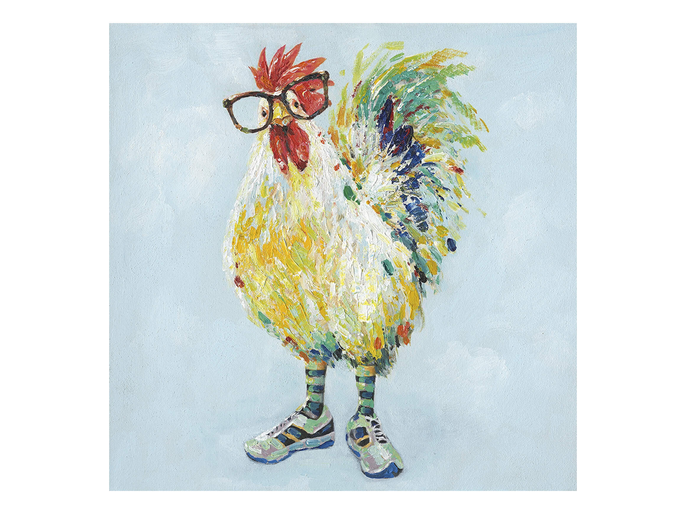 image LAND Bild Stolzer Hahn mit Brille Mehrfarbig | Schubiger Möbel