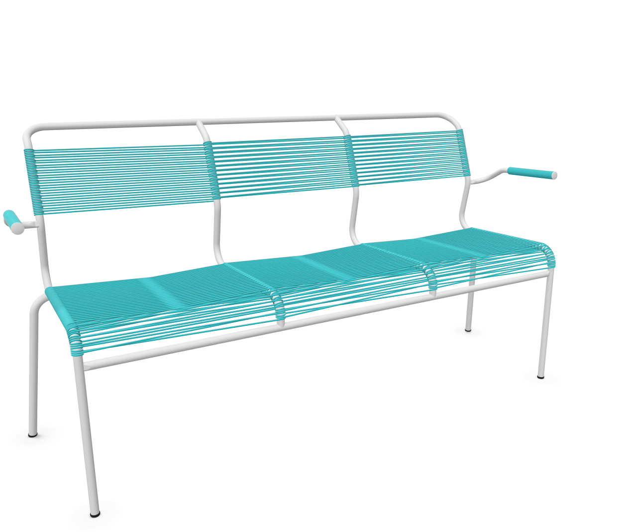 Schaffner Spaghetti-3er-Bank Säntis mit Lehne Blau | Schubiger Möbel