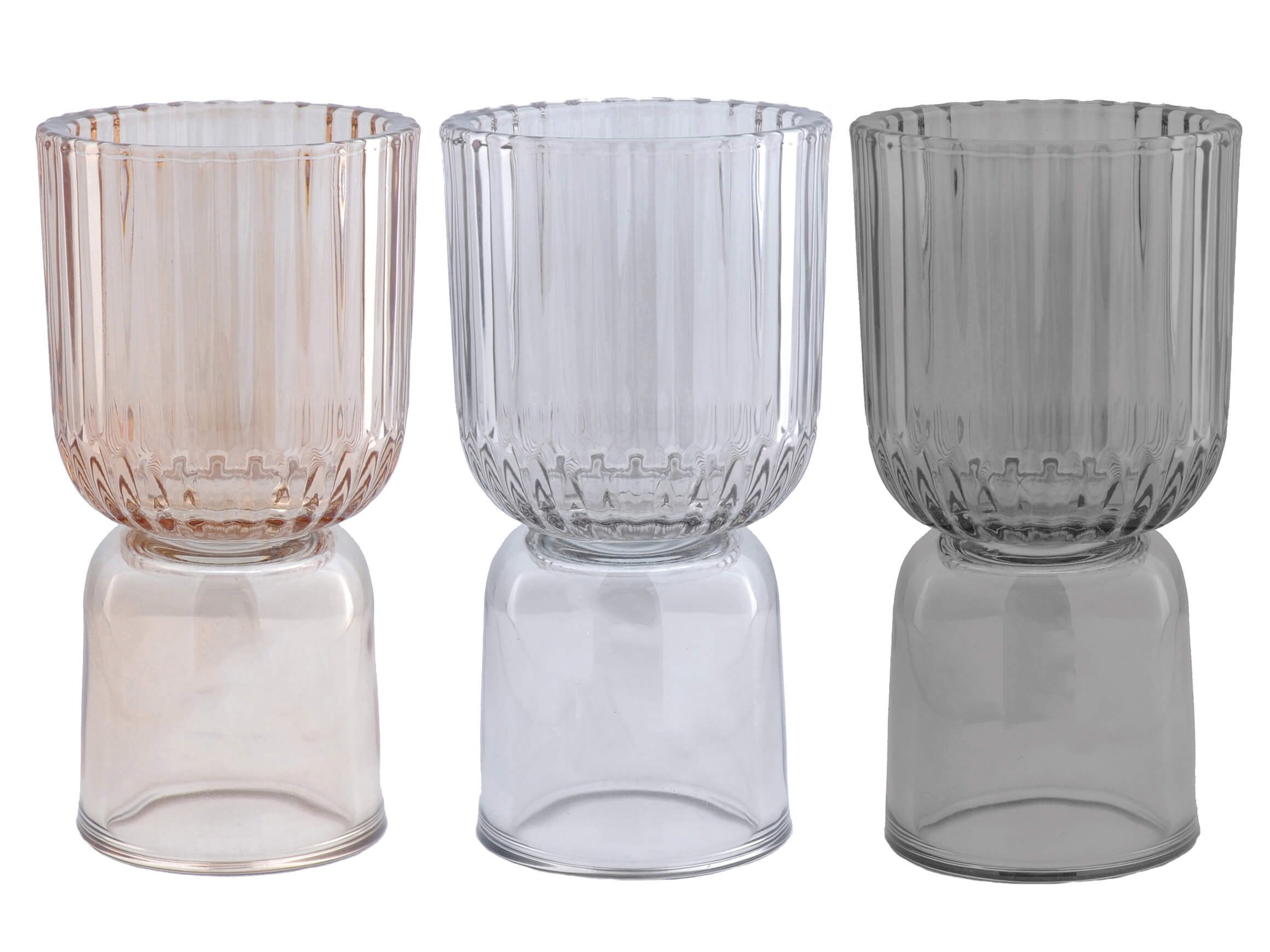 Windlicht Glas Grau/beige/natur D: 17 cm Decofinder