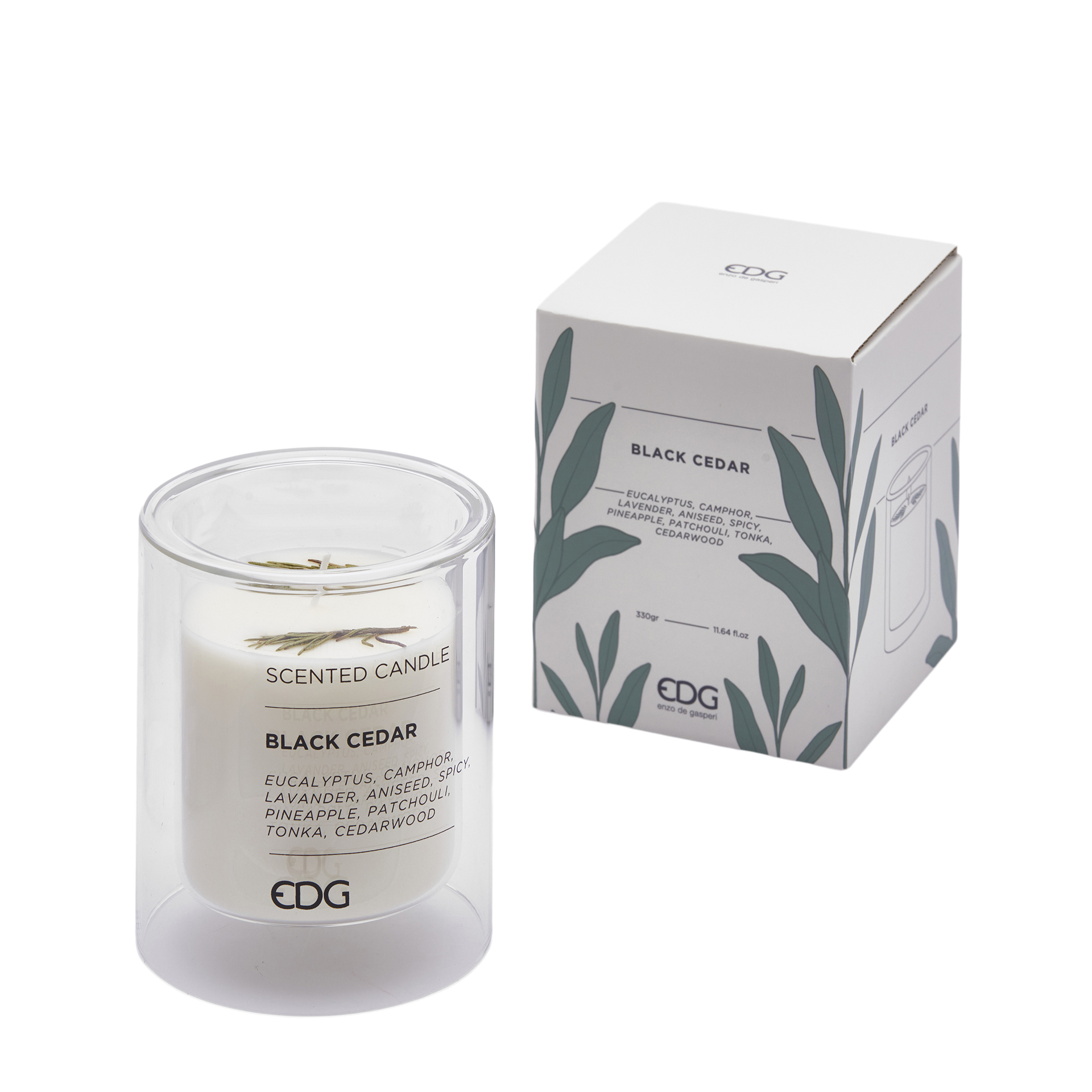 Scented candle wood H: 12 cm Edg