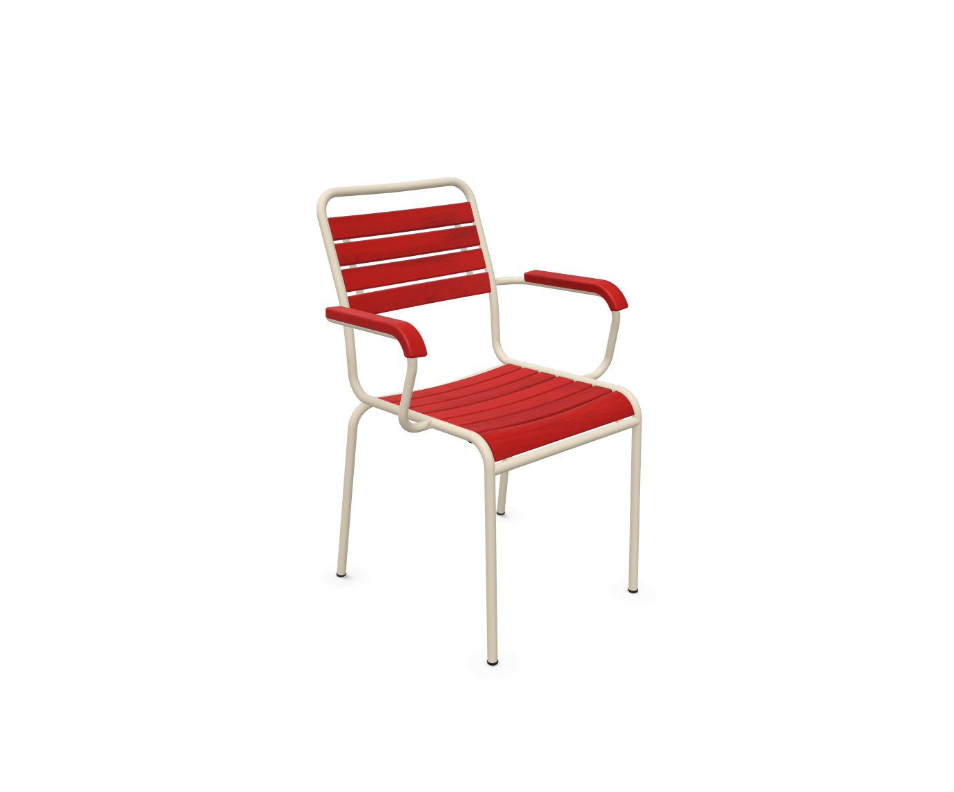 Holzlatten-Stuhl Rigi mit Armlehnen von Schaffner / Farbe: Rot / Grösse: 59 x 60 cm