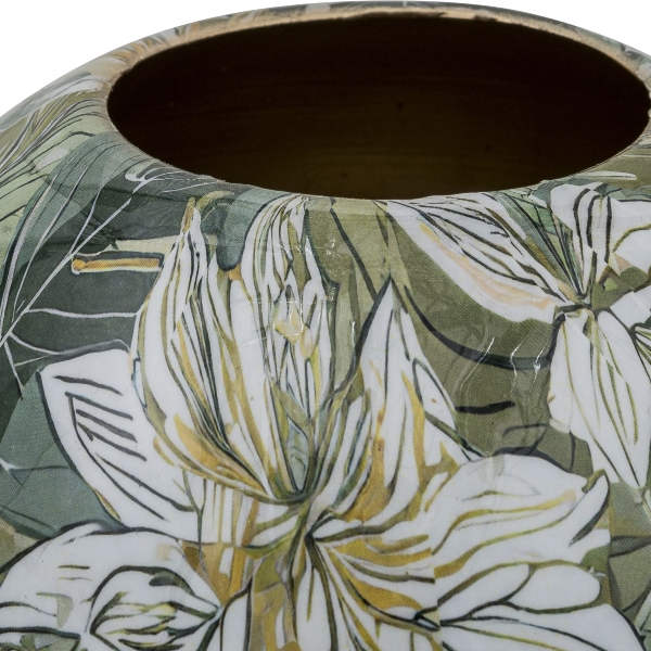 Vase Instyle, Blattdekor Metall Grün Gasper / Grösse: 18 x cm