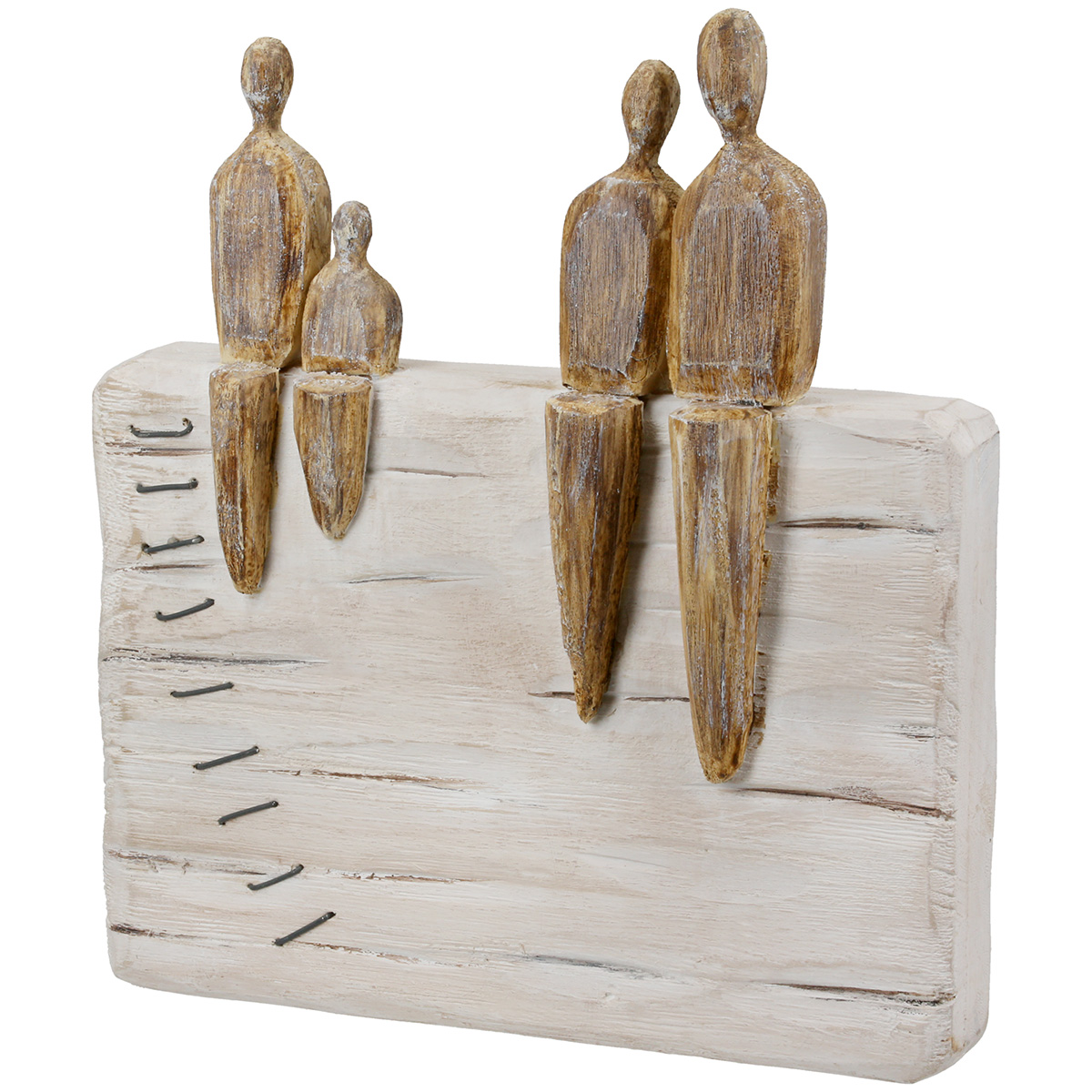 Figur-Familie Auf Holz Weiss H: 26 cm-Gilde